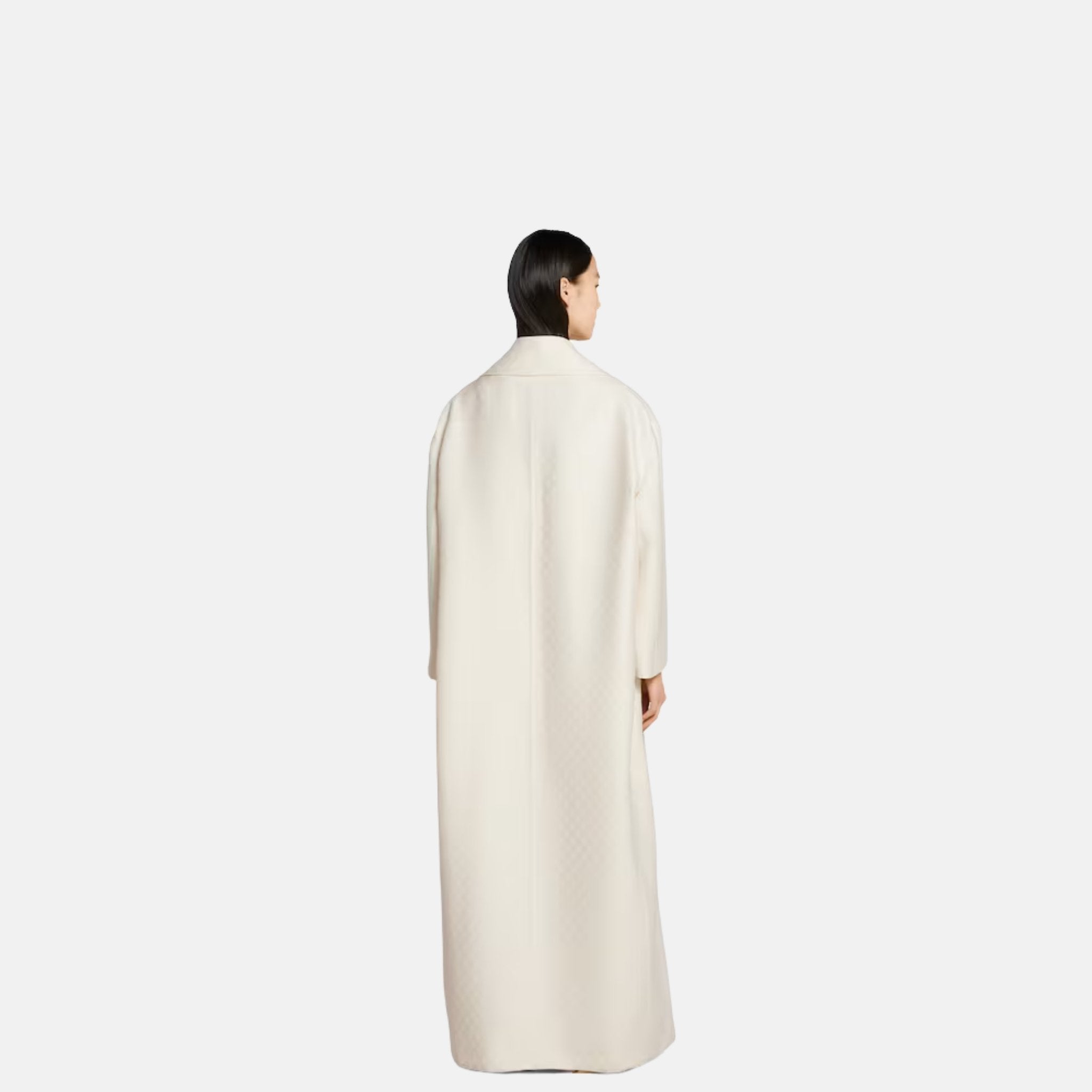 GG Silk Wool Crepe Single Breasted Coat