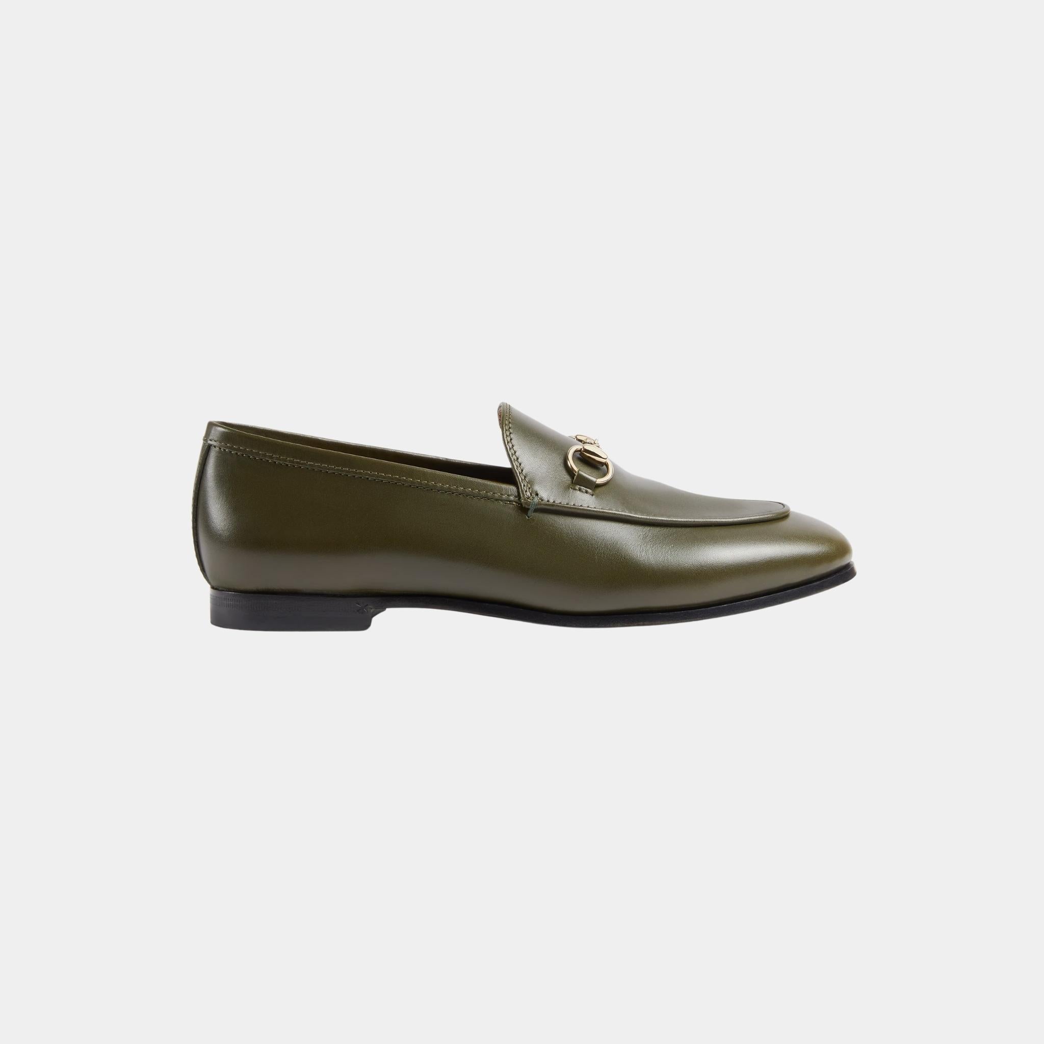 Gucci Jordaan Loafer With Light Gold-Toned Hardware, Dark Green, Side