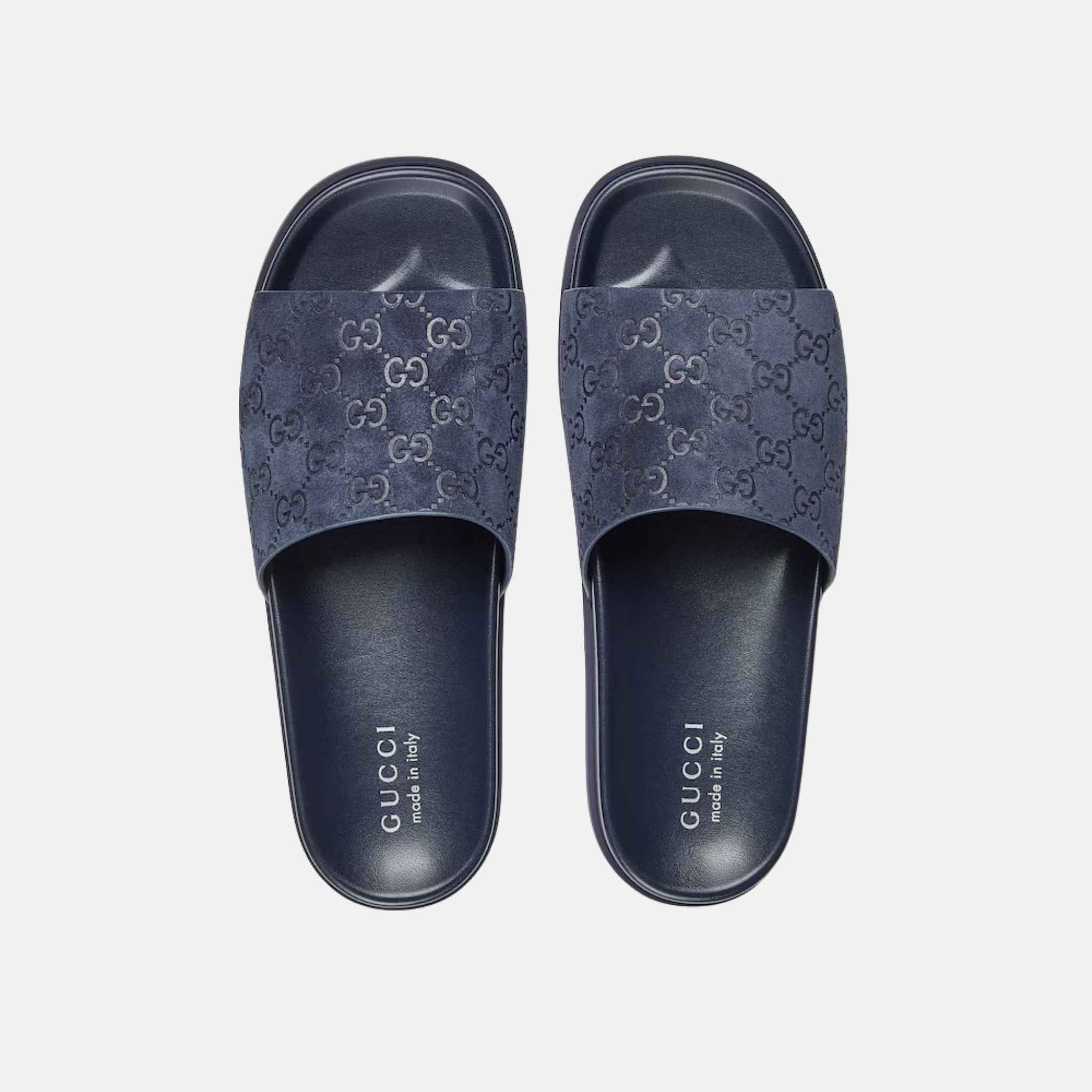 Mens Slide Sandal In GG Suede