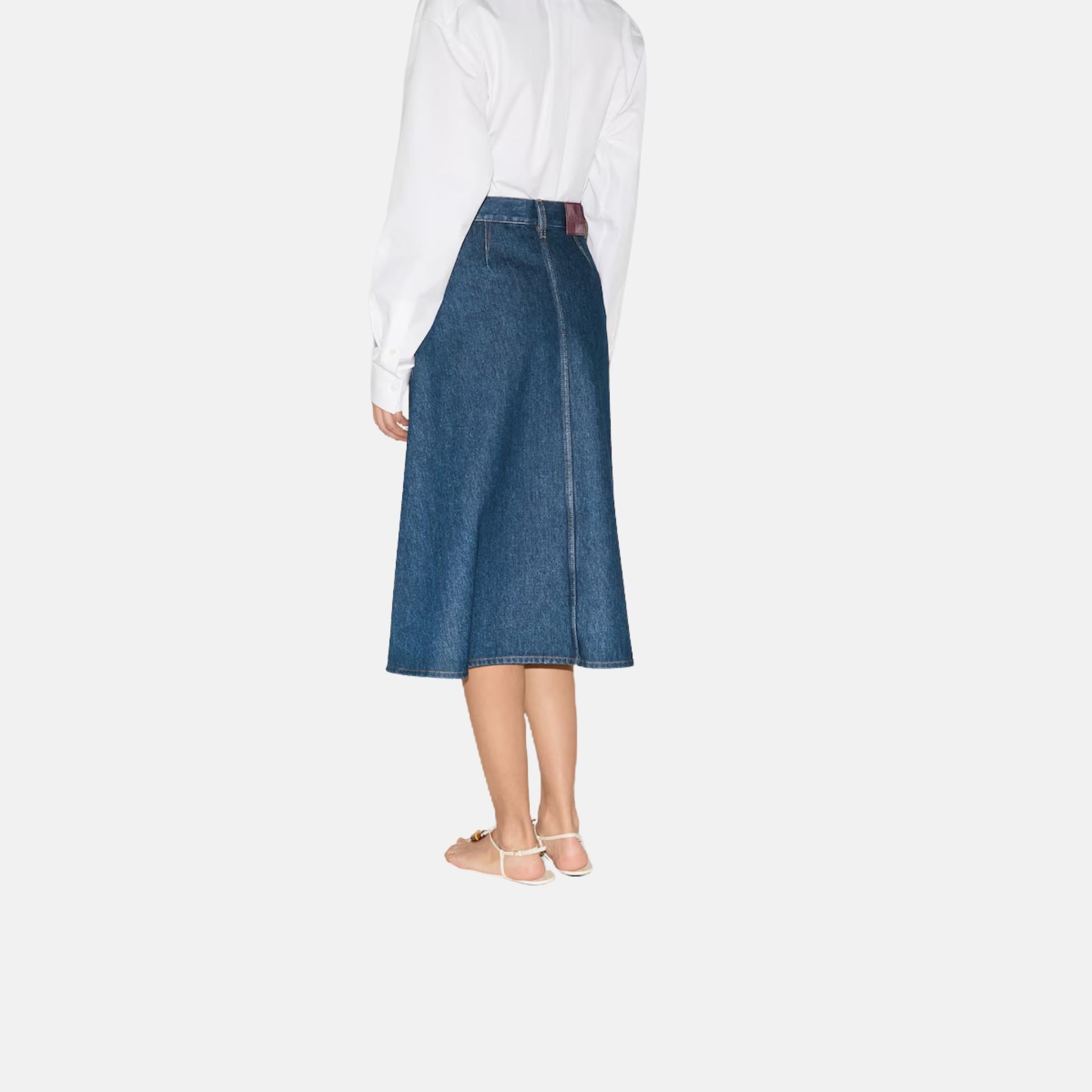 Mid Length Denim Skirt