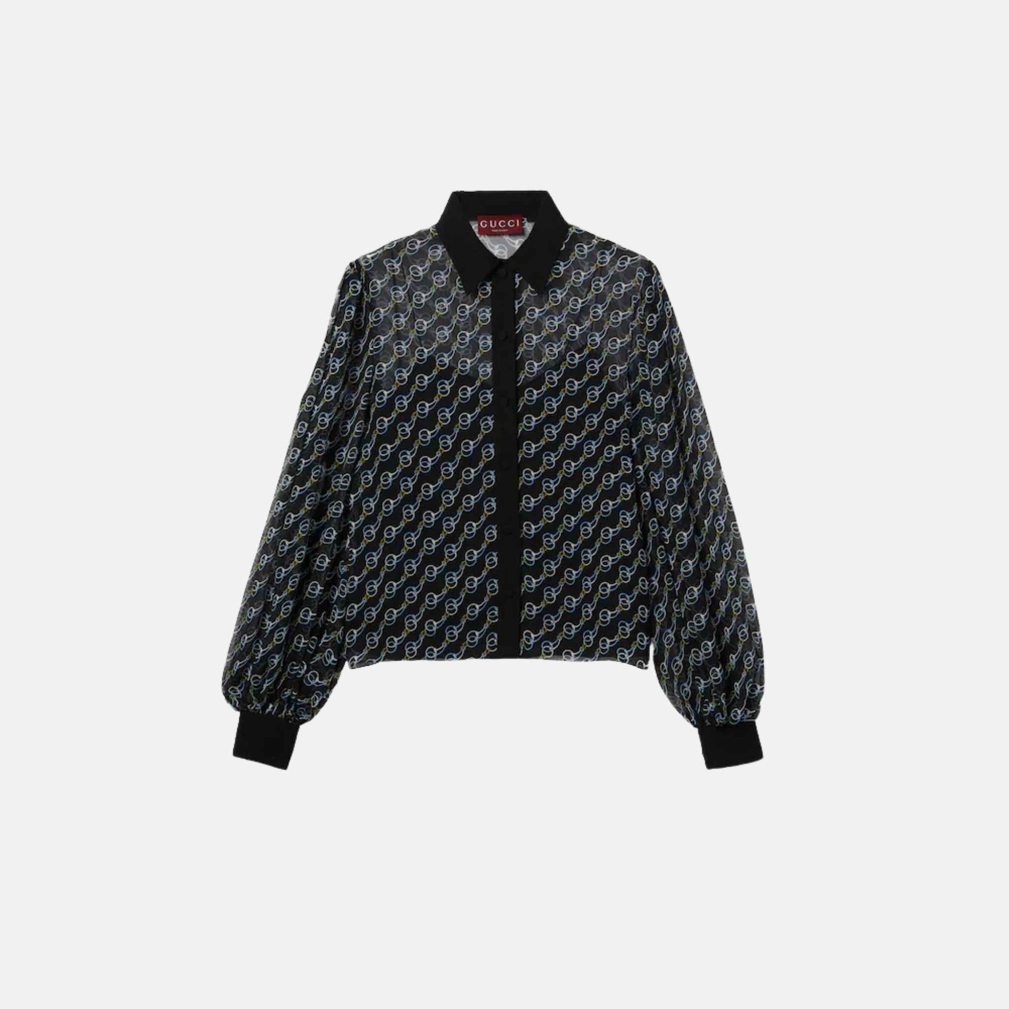 Gucci Printed Silk Creponne Shirt, Front