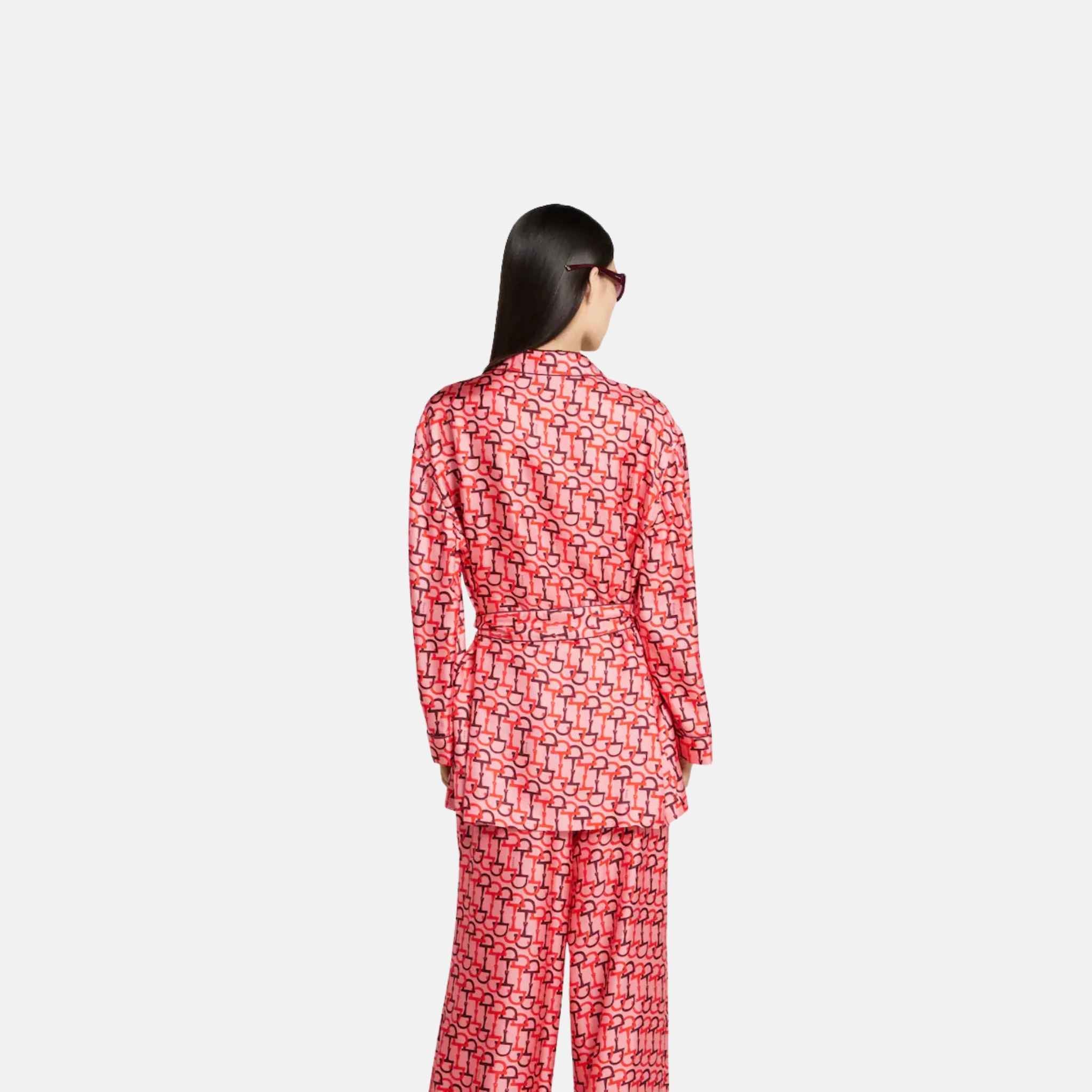 Printed Silk Shirt With Self Tie