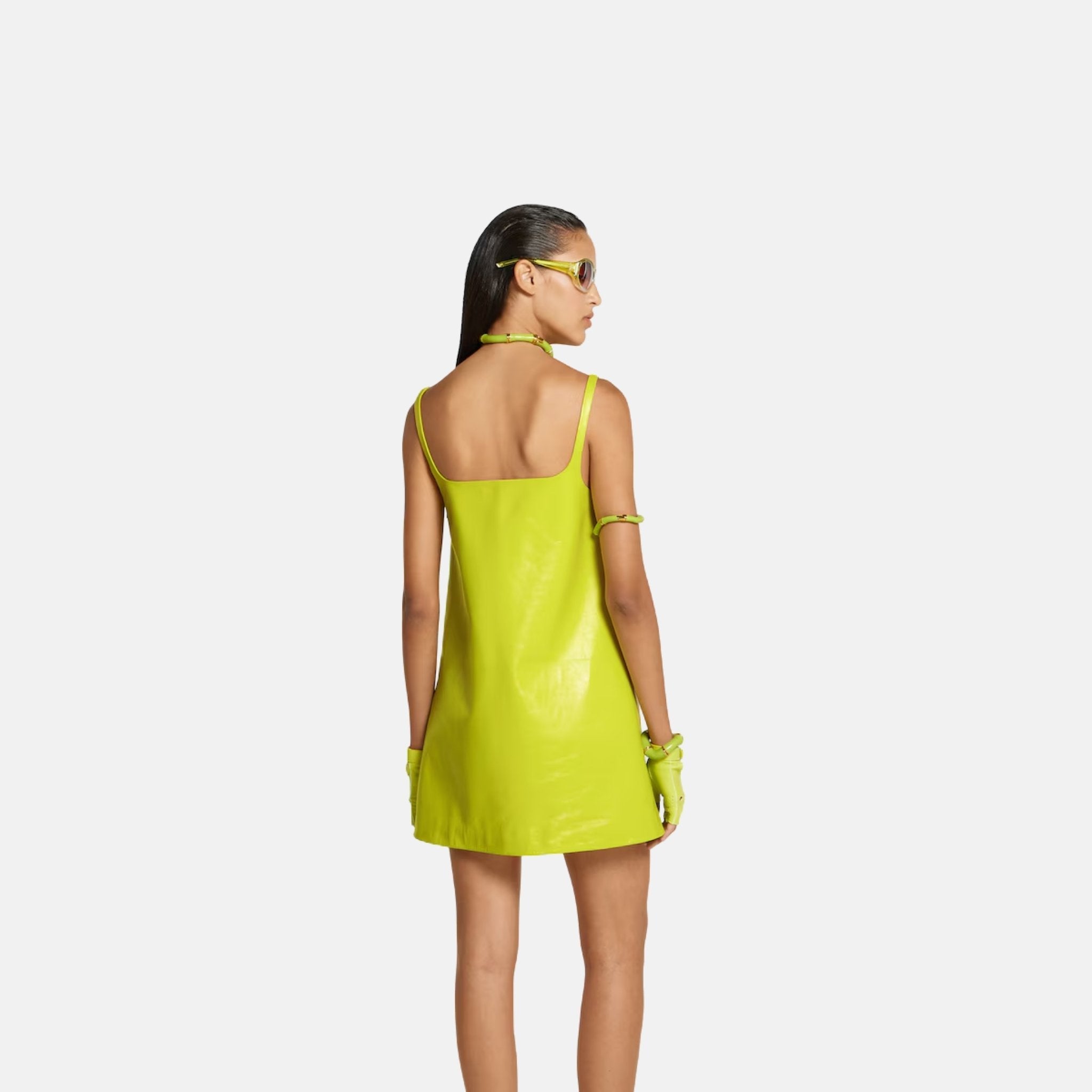 Shiny Leather Mini A Line Dress