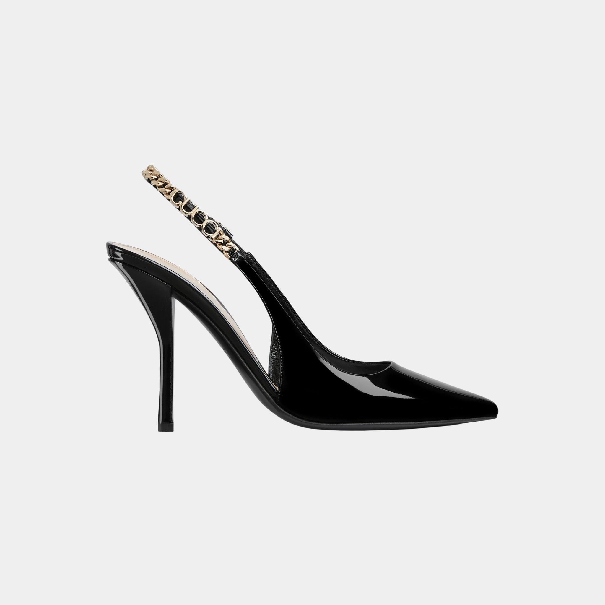 Gucci Signoria Slingback Patent Leather Pump, Black, Side