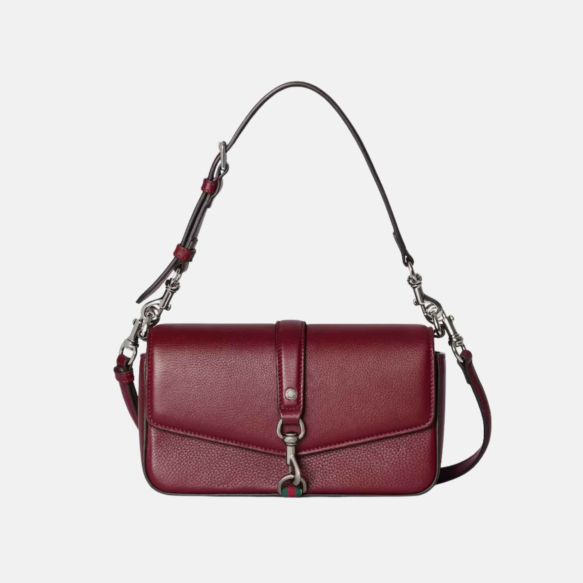 Gucci Small Crossbody Bag With Hook Closure, Red, Front