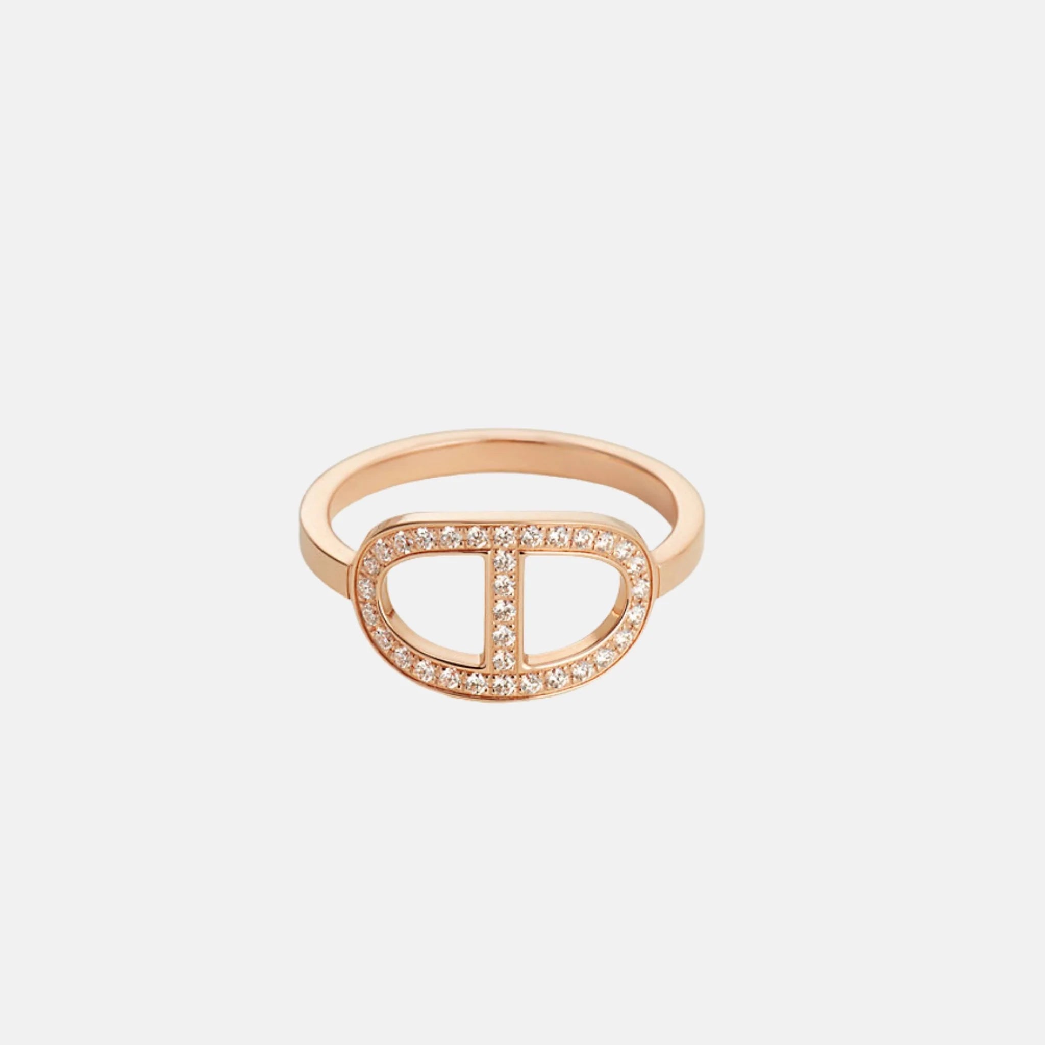 Anchor Chain Contour Ring Rose Gold Diamond