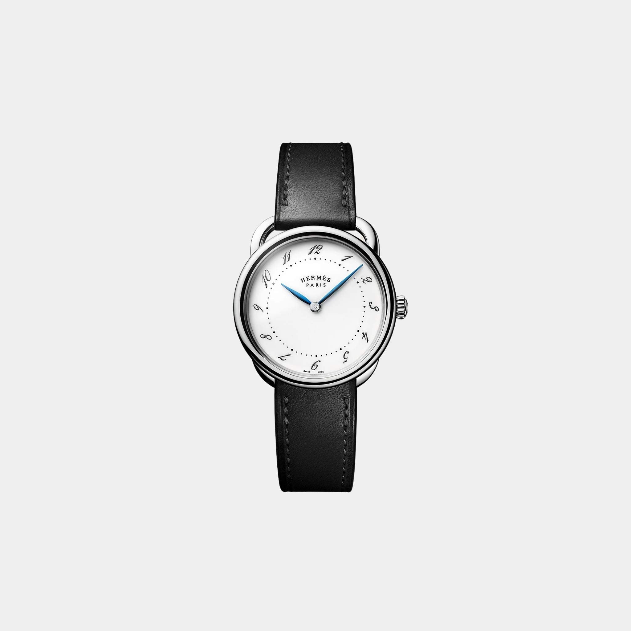 Arceau 30 mm Steel Watch With Black Barenia Calfskin Strap
