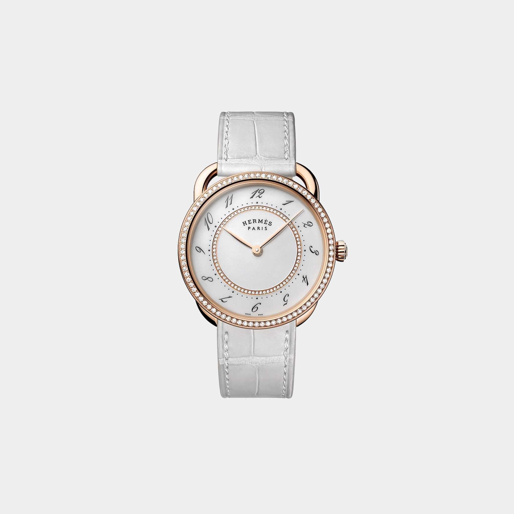 Arceau 36 mm Rose Gold Set Watch With Matte Alligator Strap