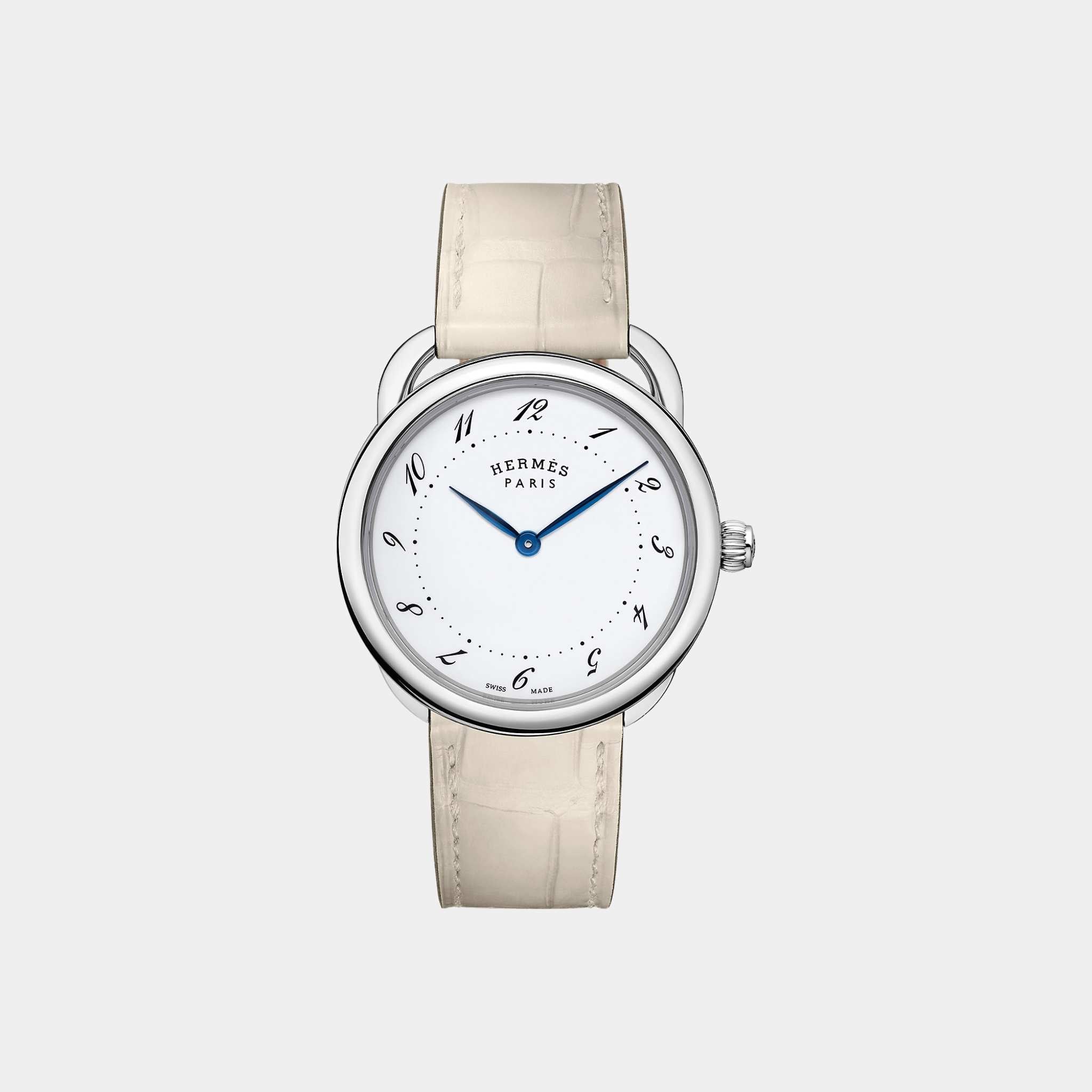Arceau 36 mm Steel Watch With Concrete Matte Alligator Strap
