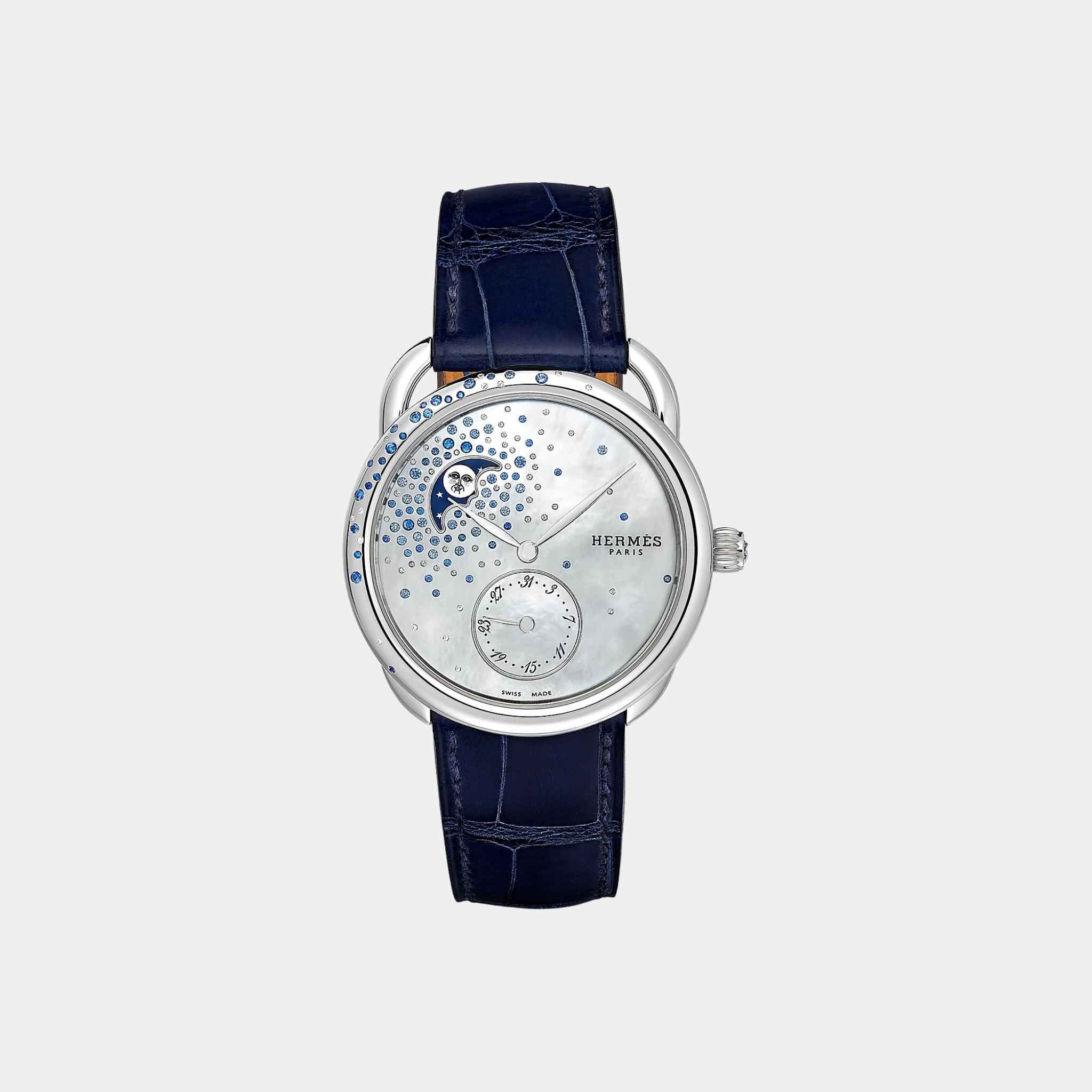 Arceau Petite Lune Sapphire and Diamond Setting 38 mm Watch