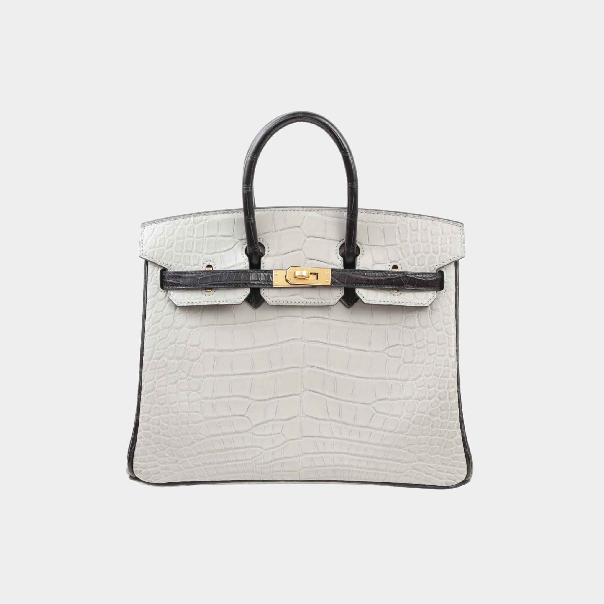Birkin 25 HSS Matte Alligator Gris Perle/Black GHW