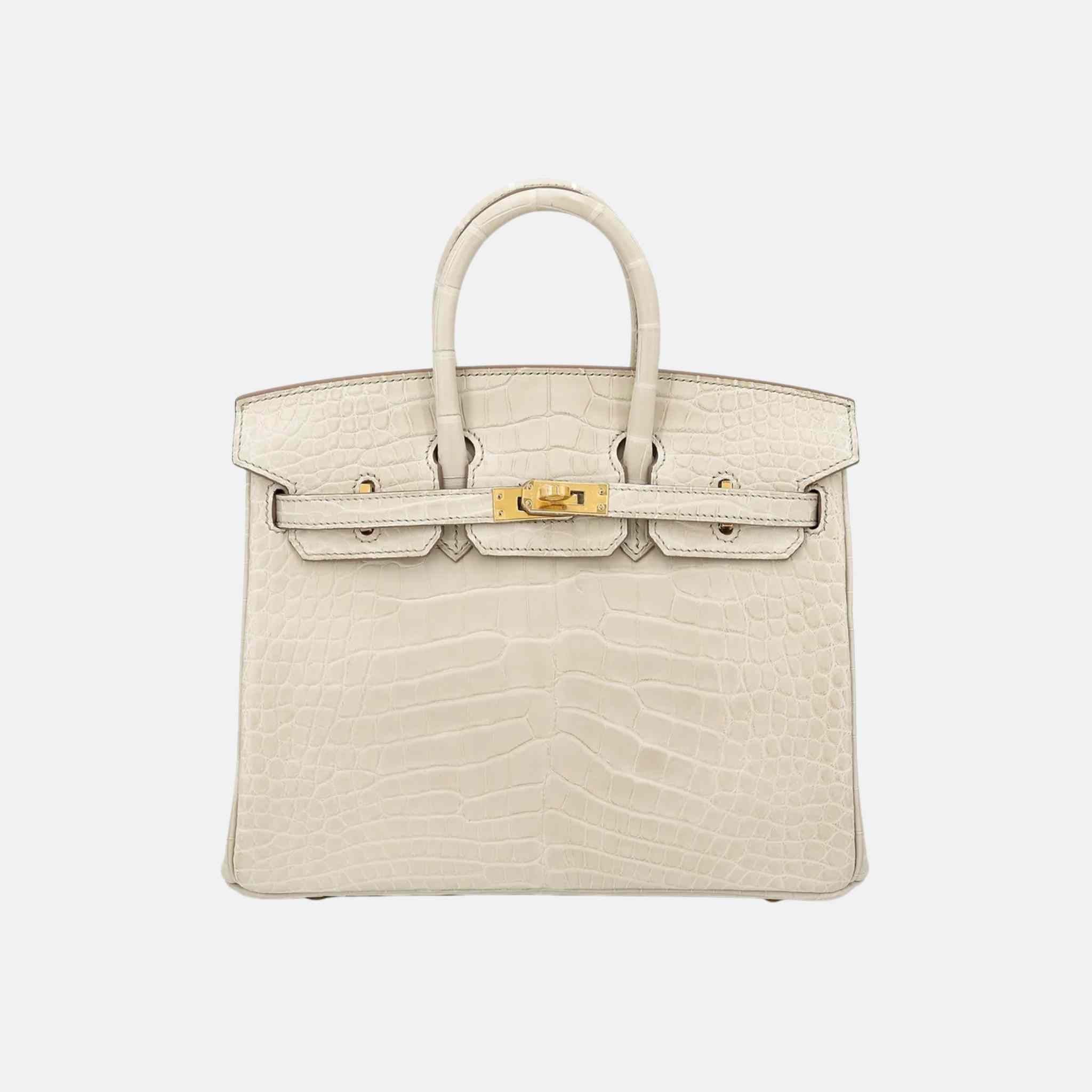 Birkin 25 Matte Alligator Beton GHW