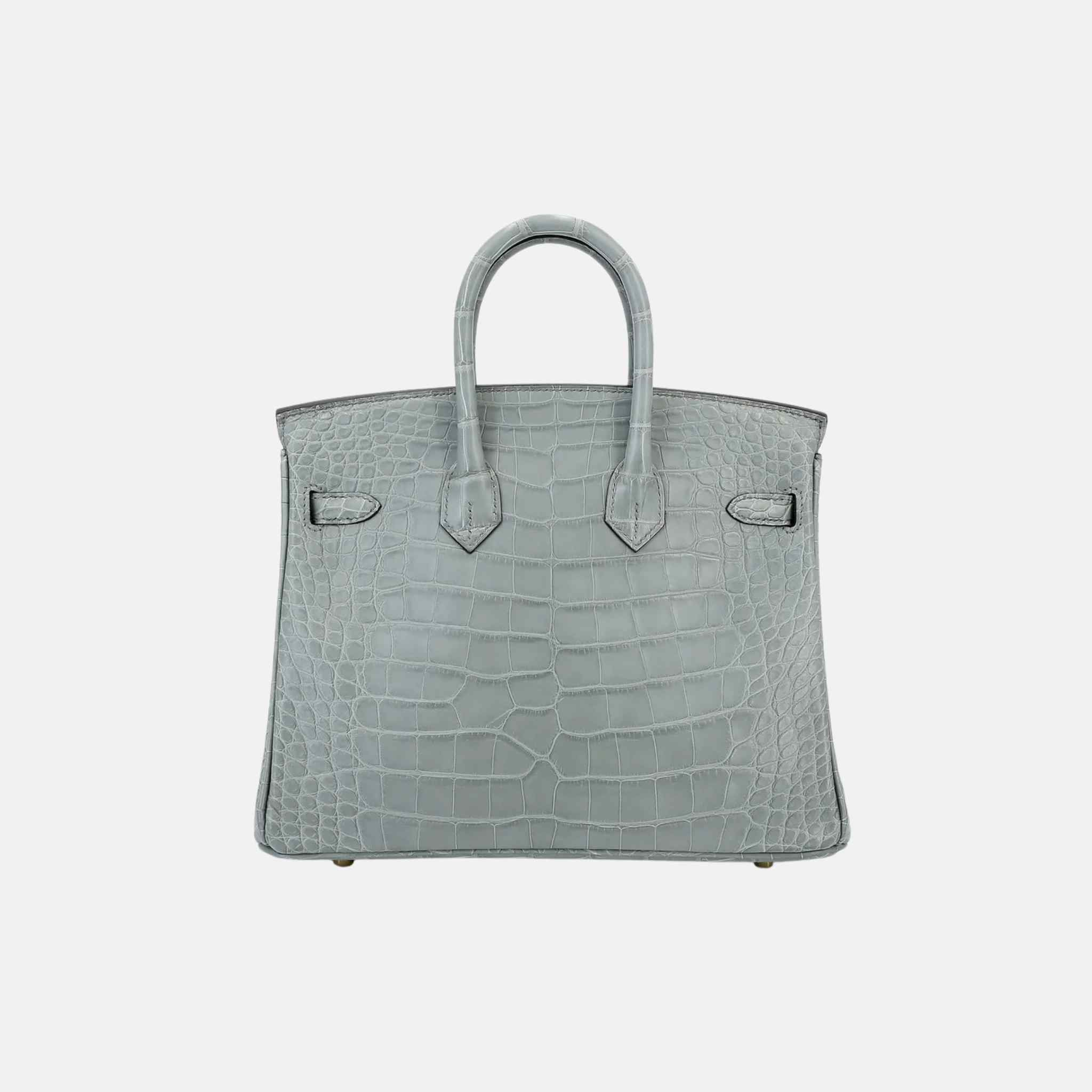 Birkin 25 Matte Alligator Gris Ciment GHW