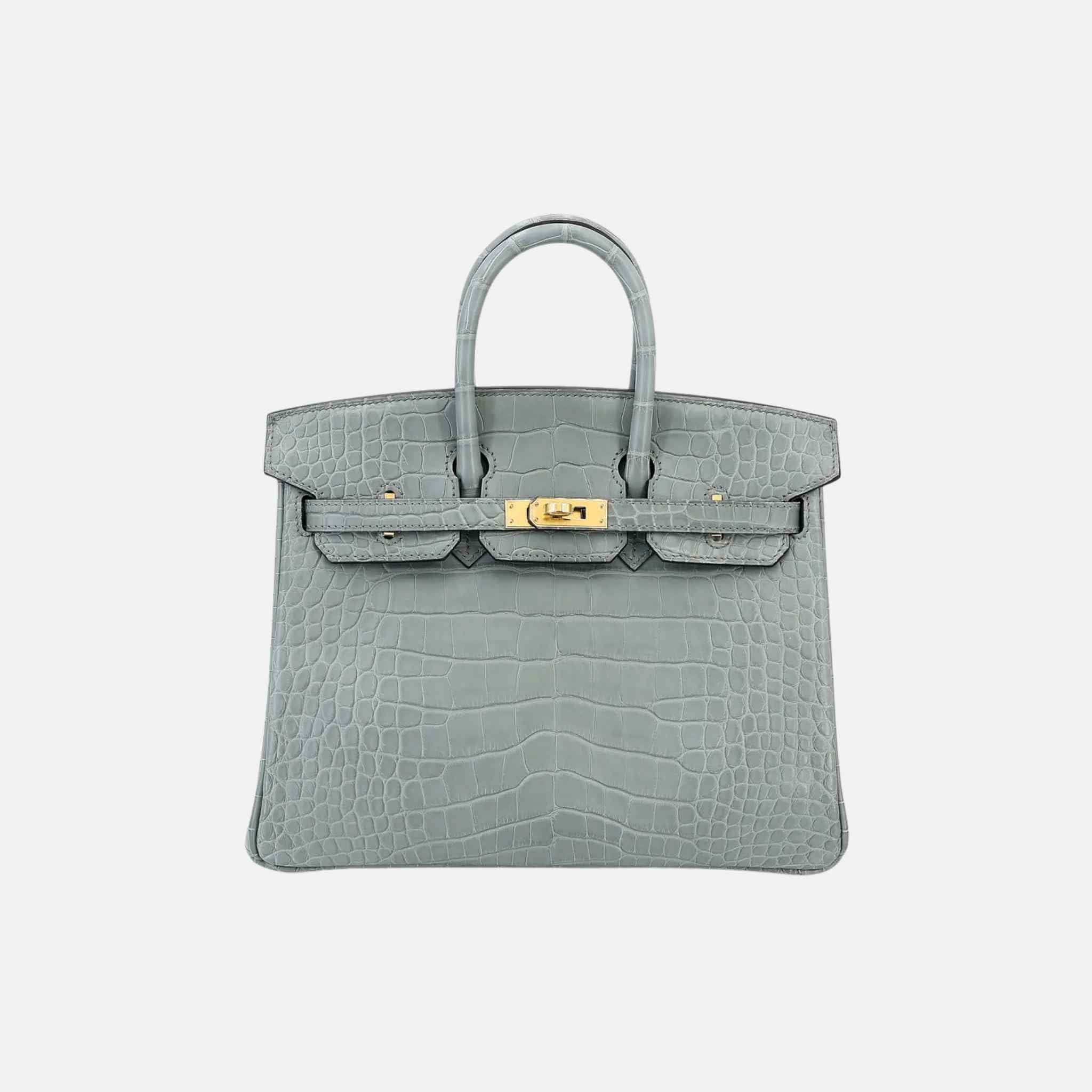 Birkin 25 Matte Alligator Gris Ciment GHW