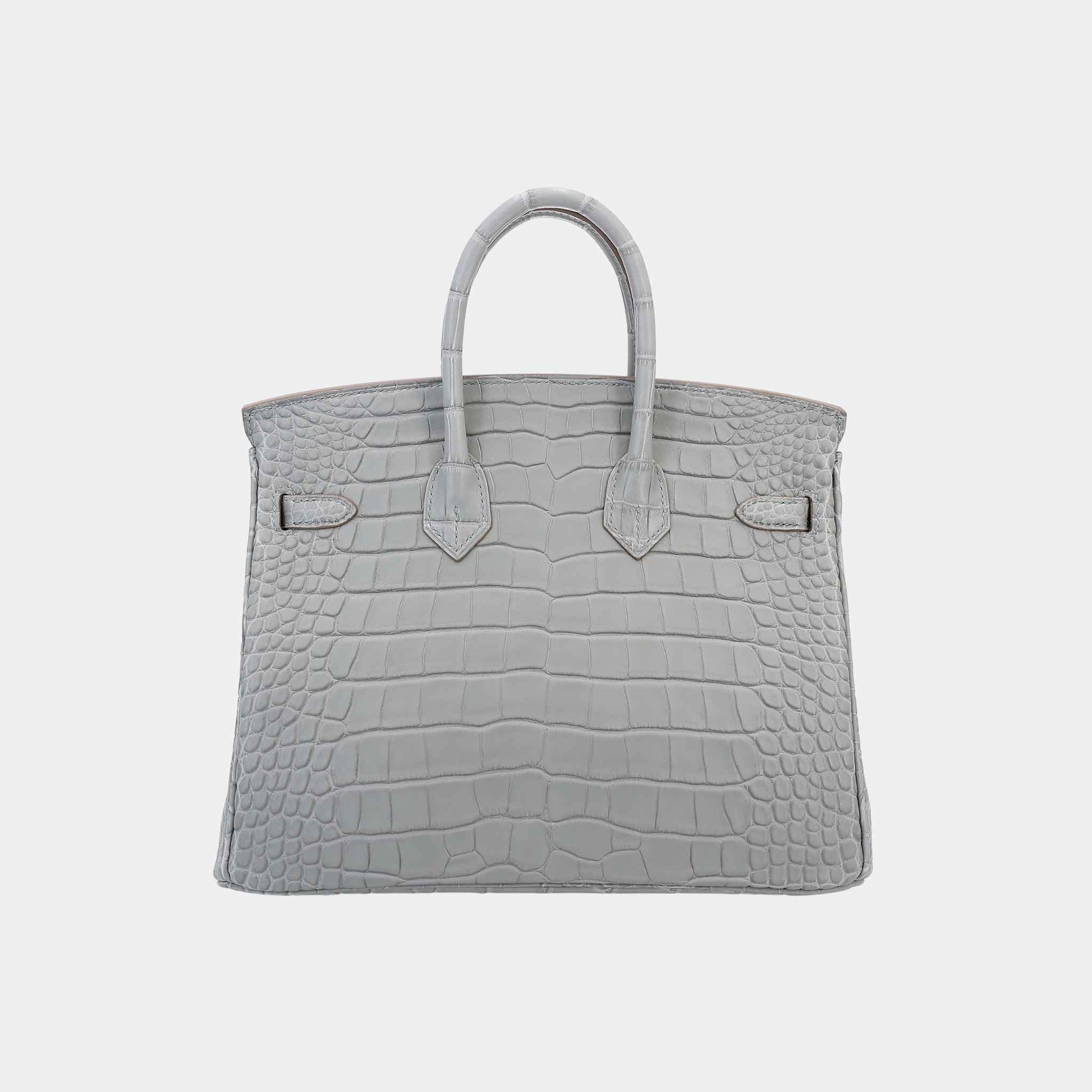 Birkin 25 Matte Alligator Gris Perle GHW