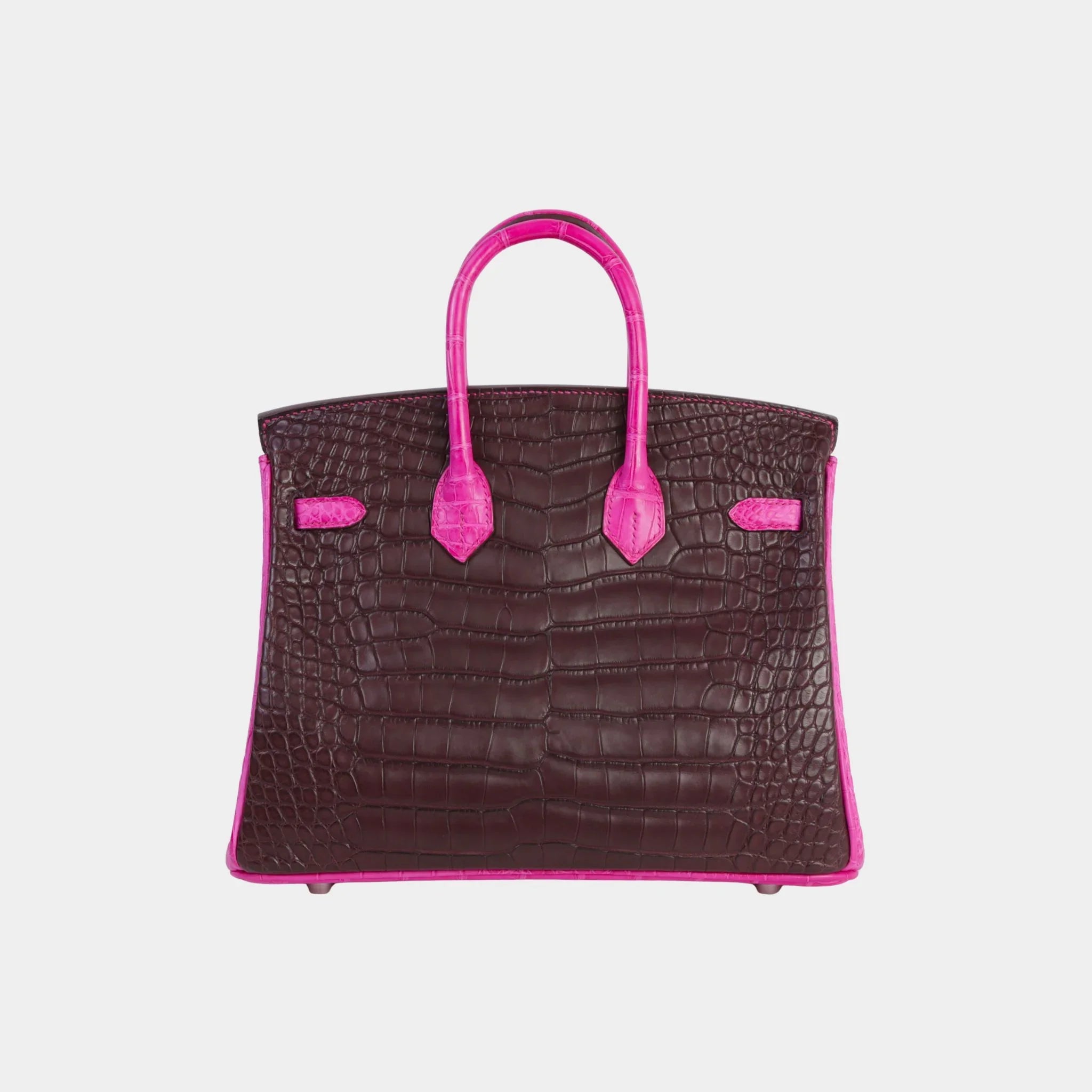 Birkin 25 Matte Alligator Rouge Sellier/Rose Shocking PHW
