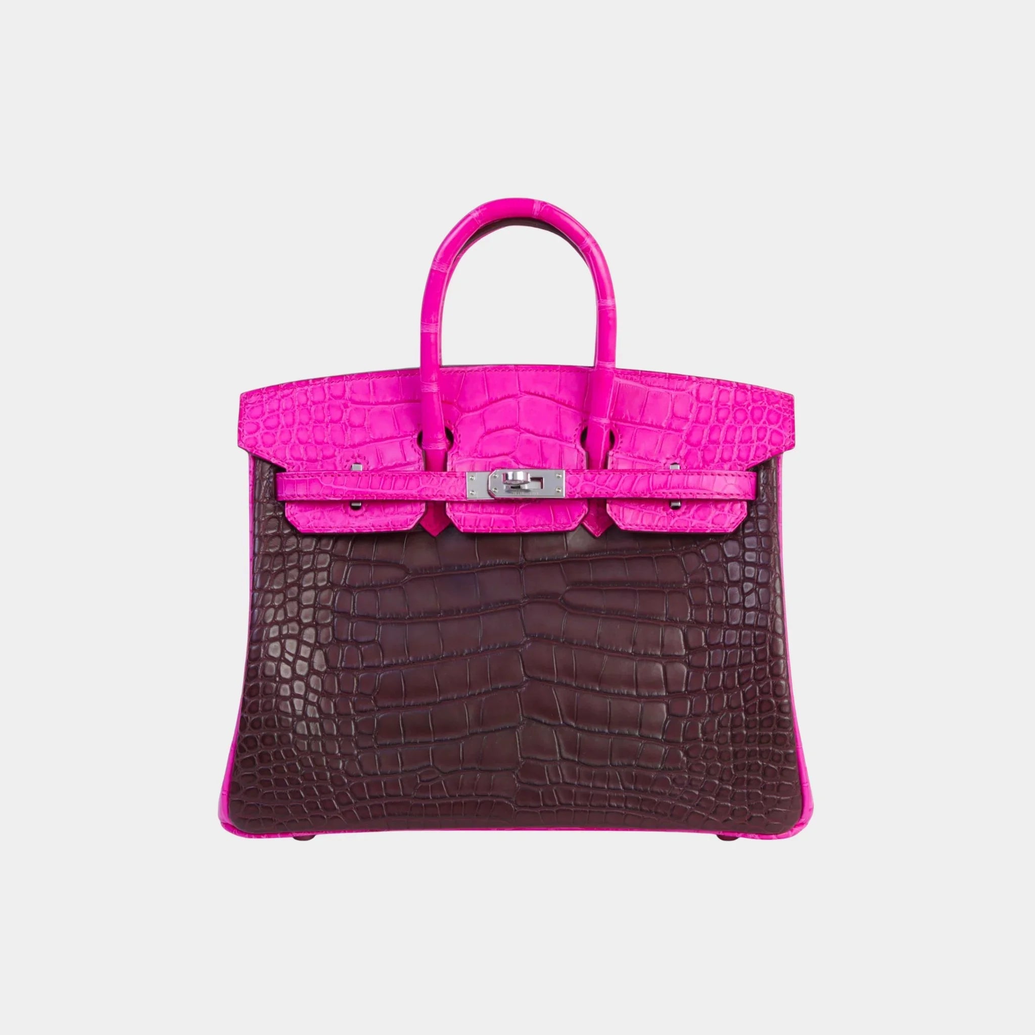 Birkin 25 Matte Alligator Rouge Sellier/Rose Shocking PHW