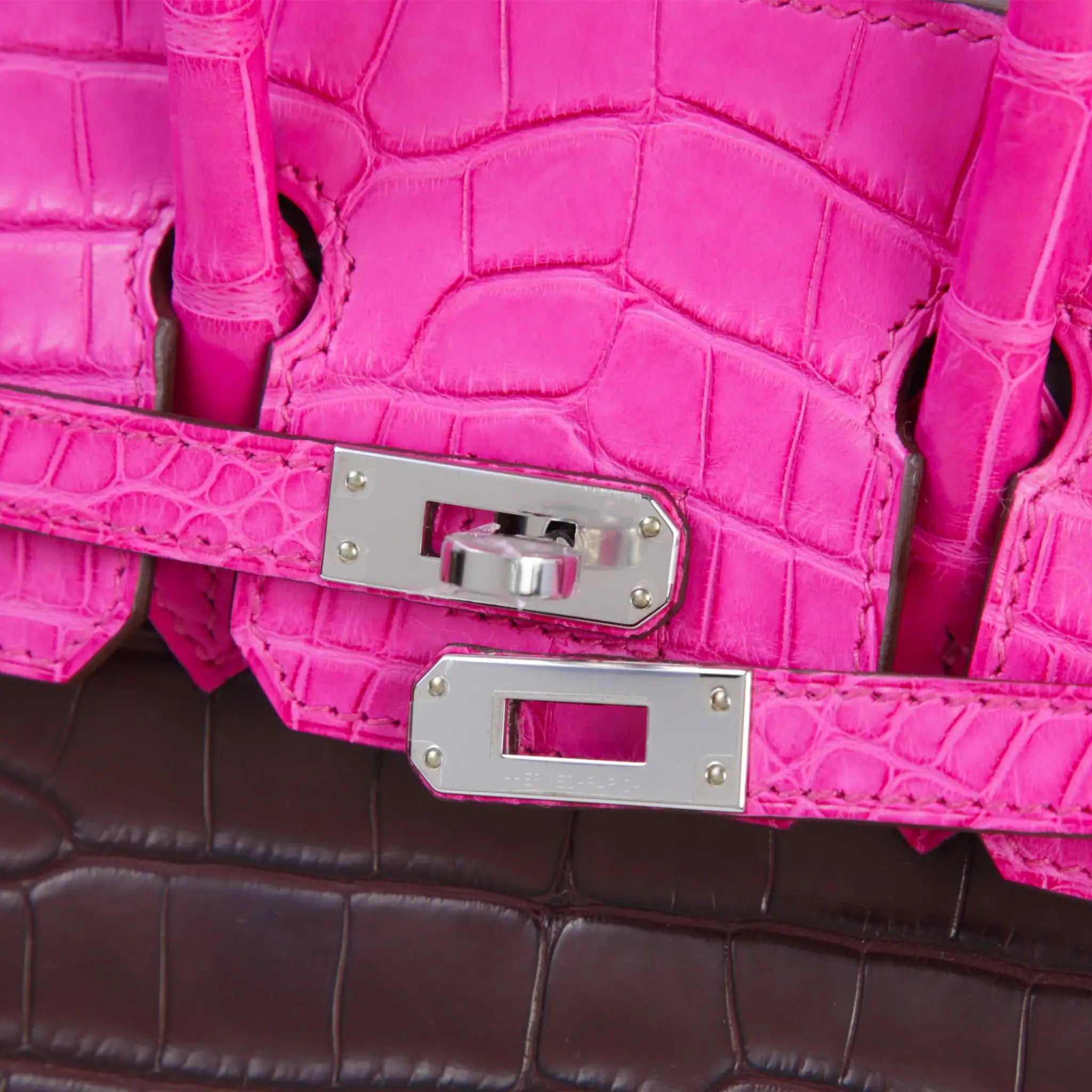 Birkin 25 Matte Alligator Rouge Sellier/Rose Shocking PHW