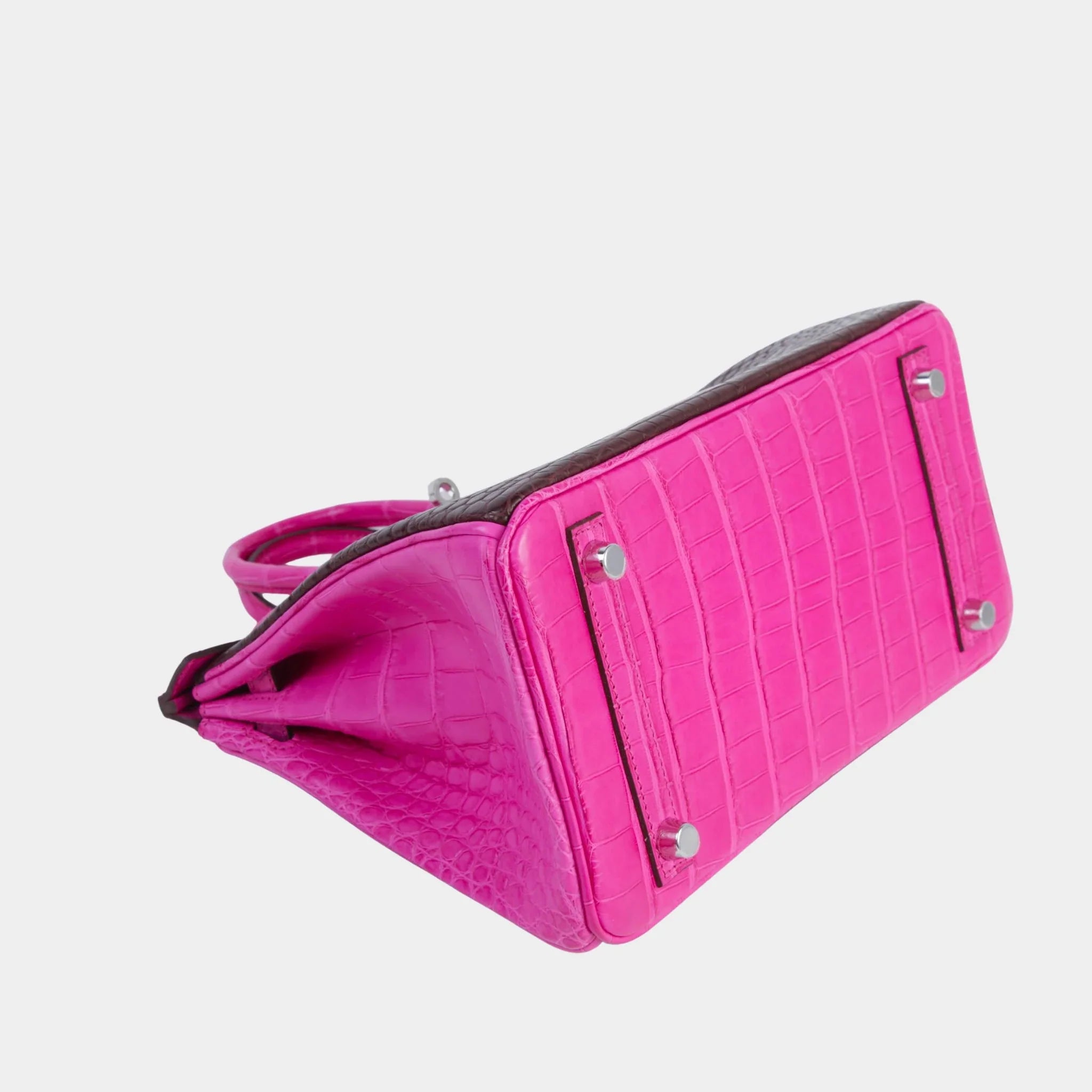 Birkin 25 Matte Alligator Rouge Sellier/Rose Shocking PHW