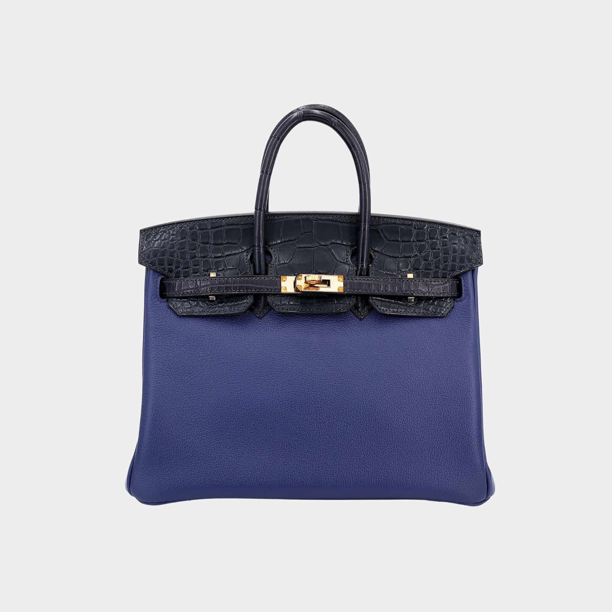 Birkin 25 Matte Alligator-Taurillion Novillo Bleu Saphir/Blue Marine GHW