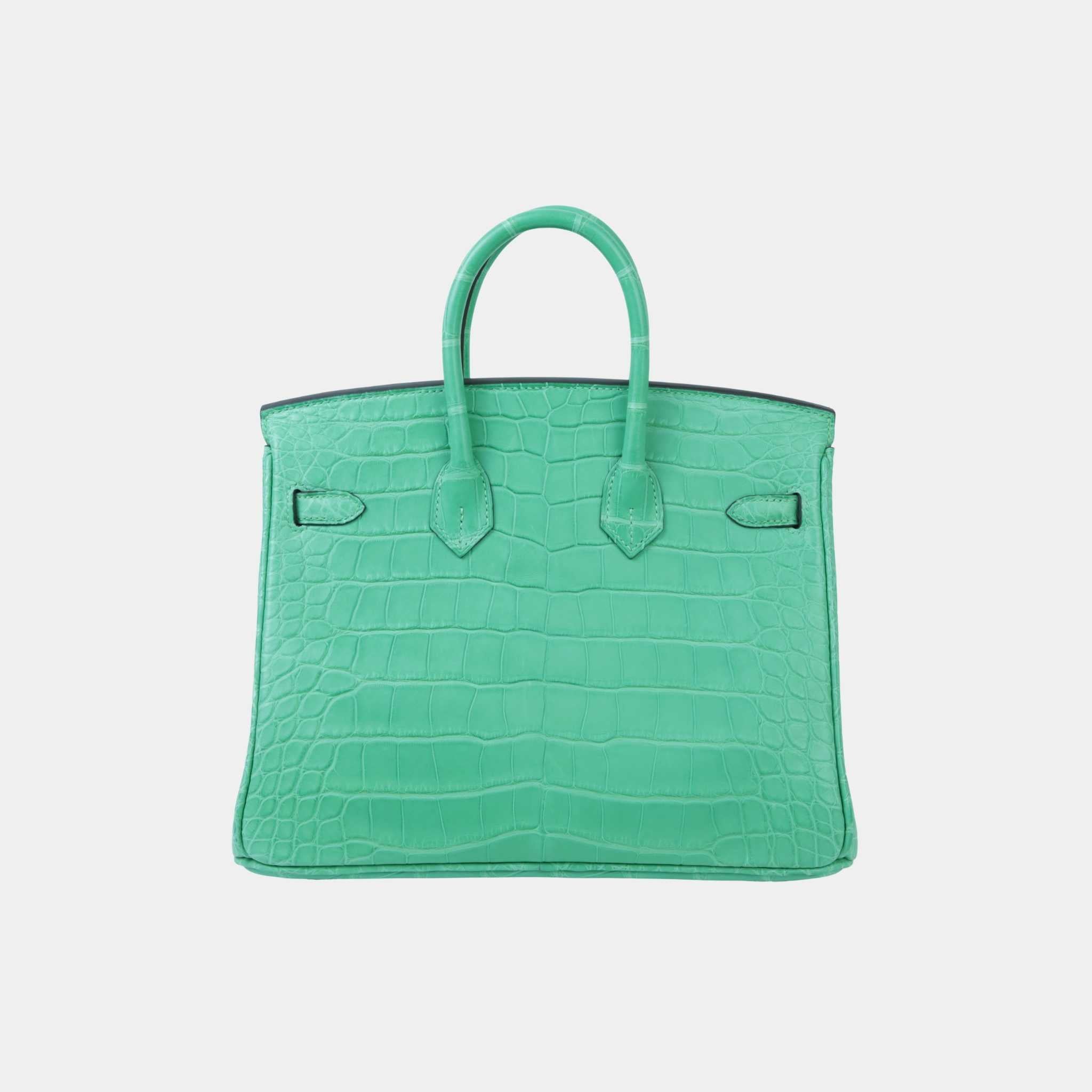 Birkin 25 Matte Alligator Vert Comics PHW