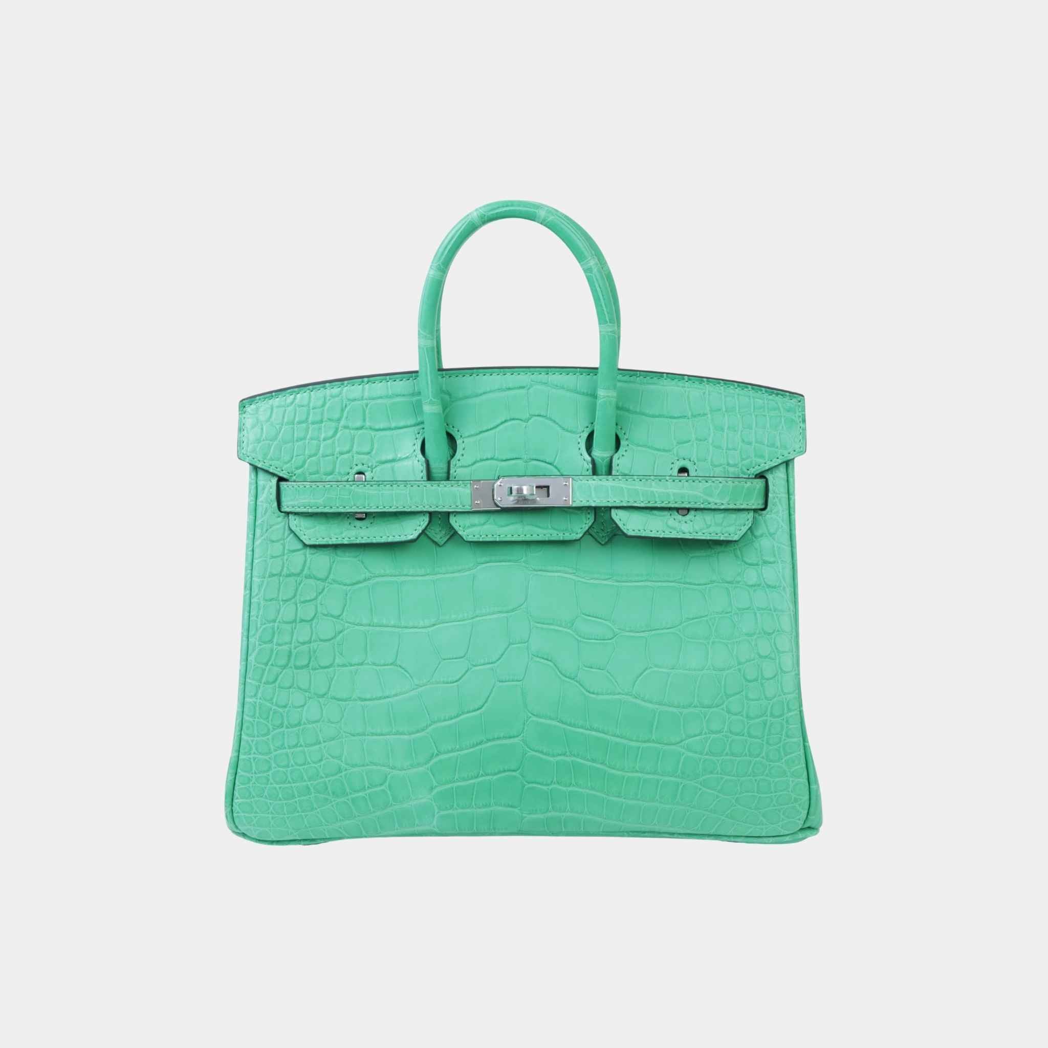 Birkin 25 Matte Alligator Vert Comics PHW