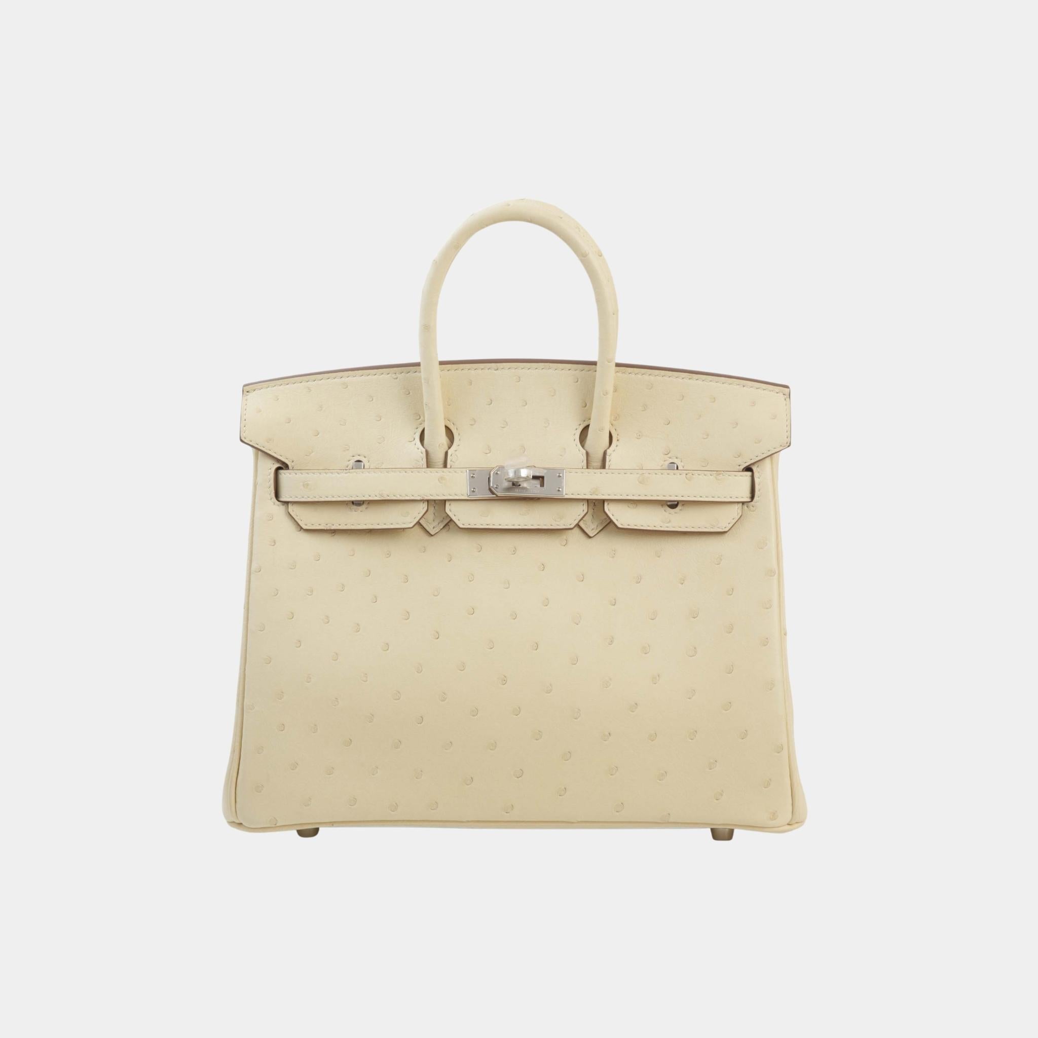 Birkin 25 Ostrich Parchemin PHW
