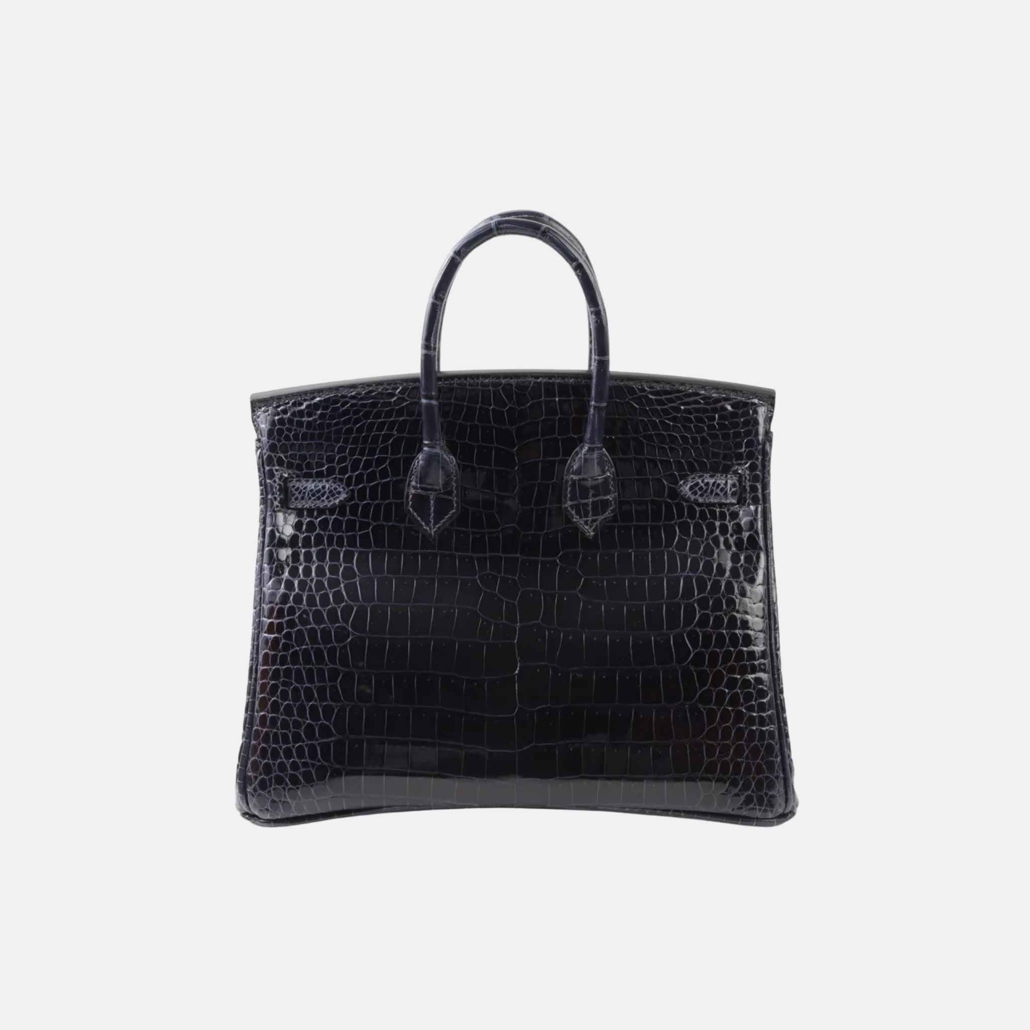 Birkin 25 Shiny Porosus Crocodile Bleu Baltique GHW