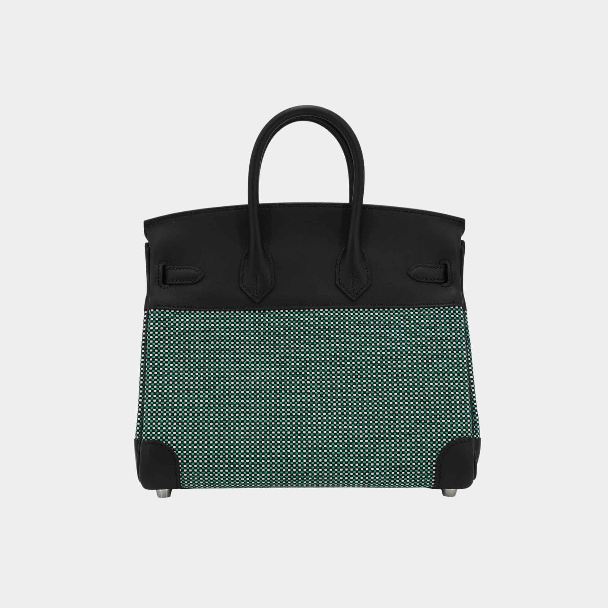 Birkin 25 Swift-Toile Quadrille Canvas Menthe/Black PHW