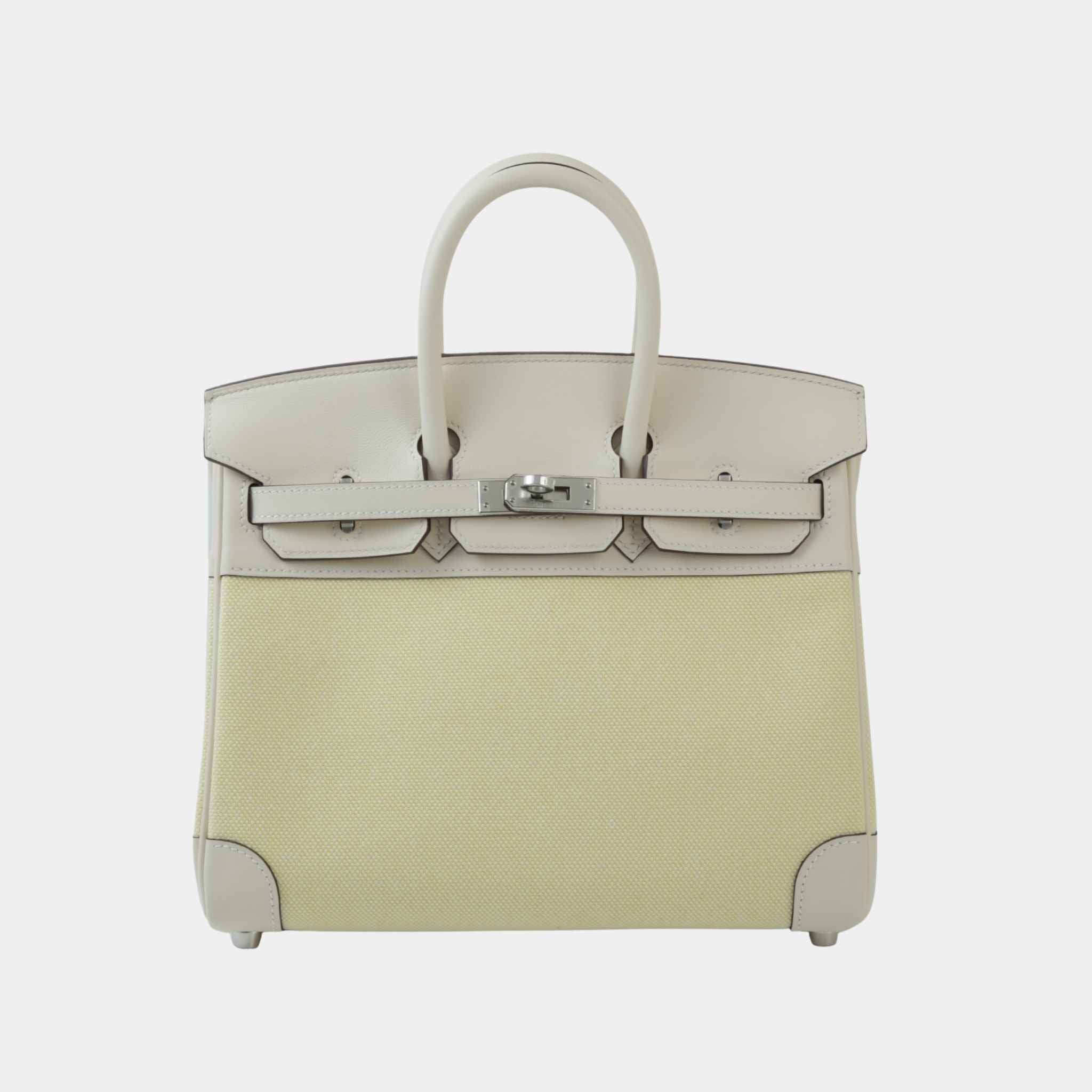 Birkin 25 Toile H Canvas-Swift Nata/Jaune Poussin PHW