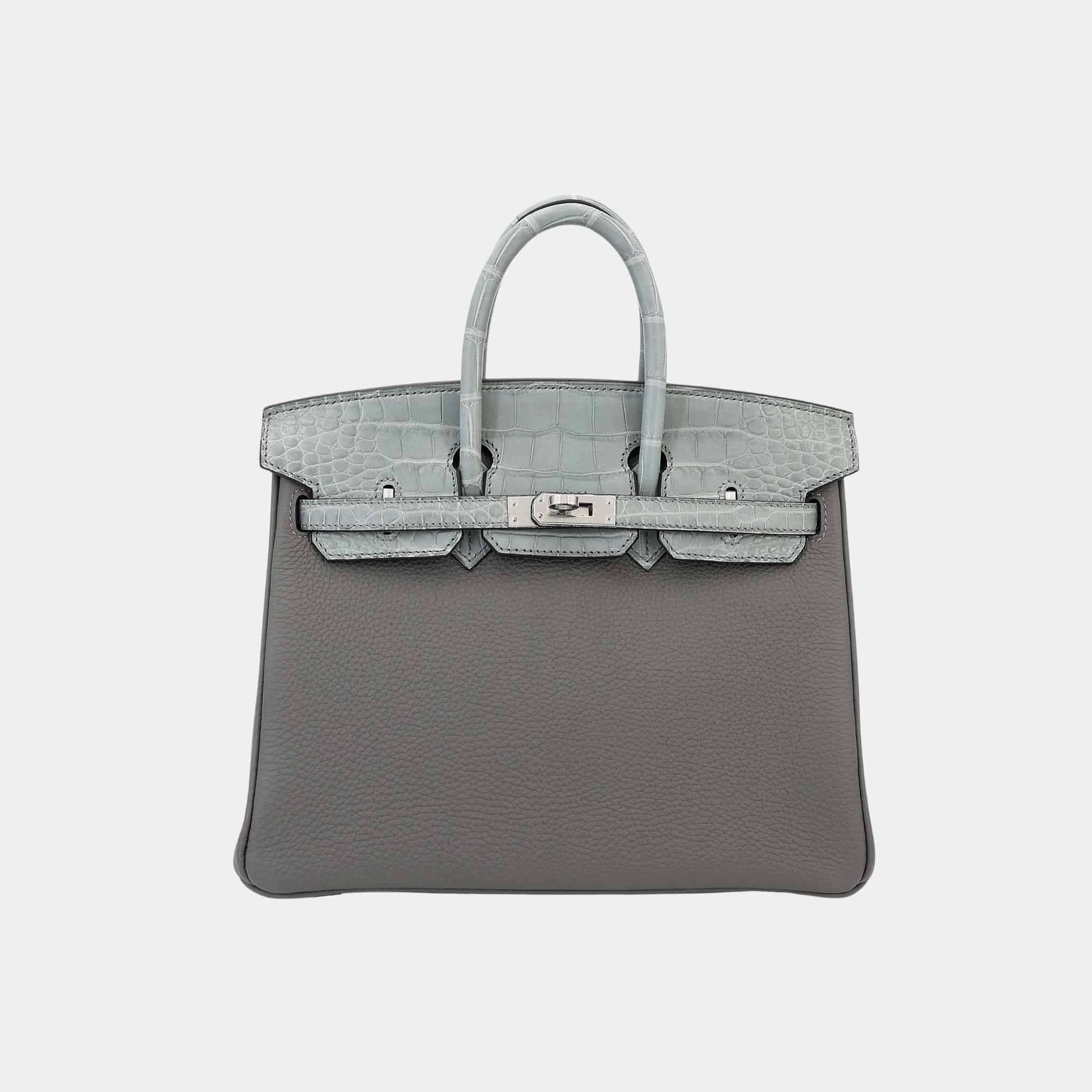 Birkin 25 Touch Togo-Matte Alligator Gris Meyer/Gris Ciment PHW