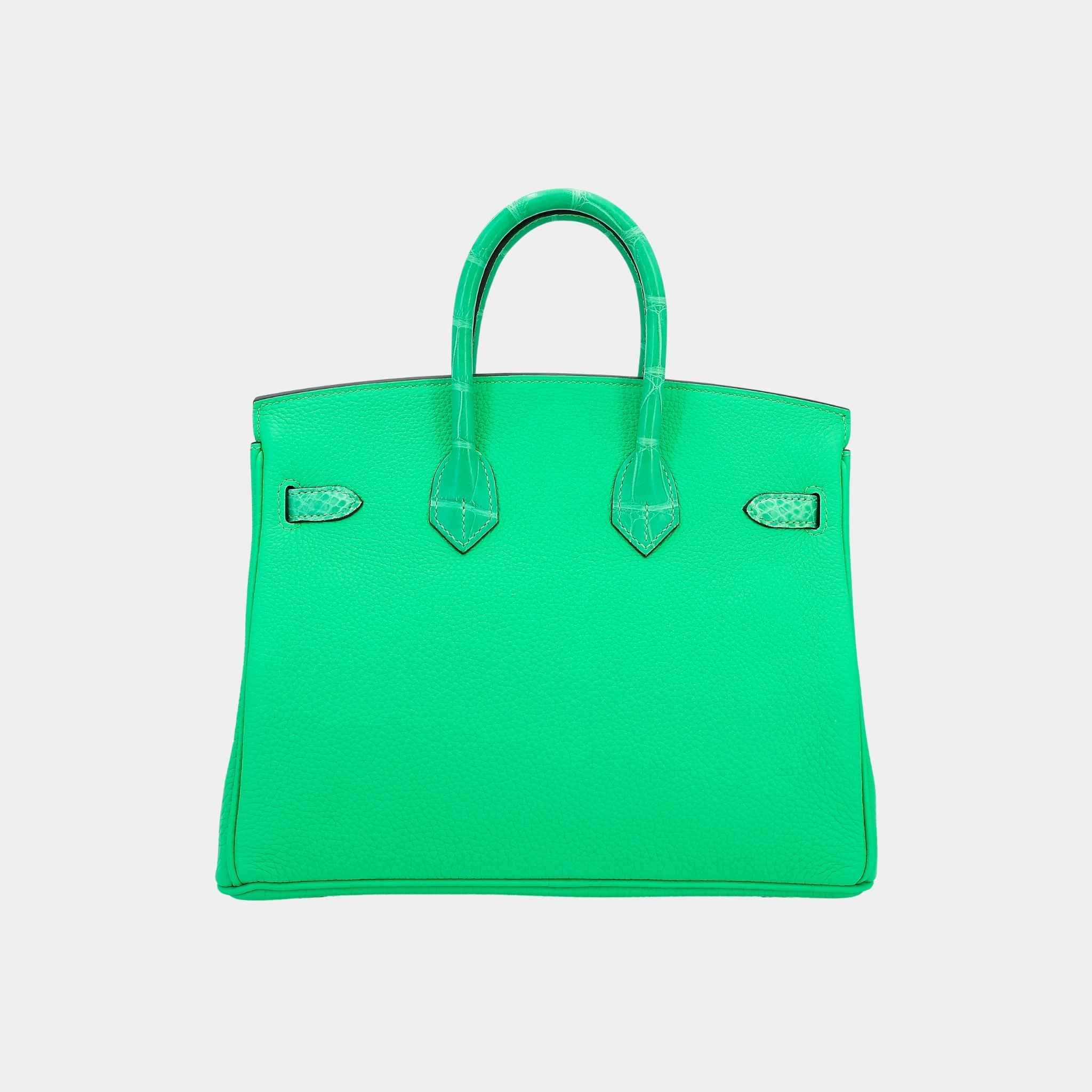 Birkin 25 Touch Togo-Matte Alligator Vert Comics PHW
