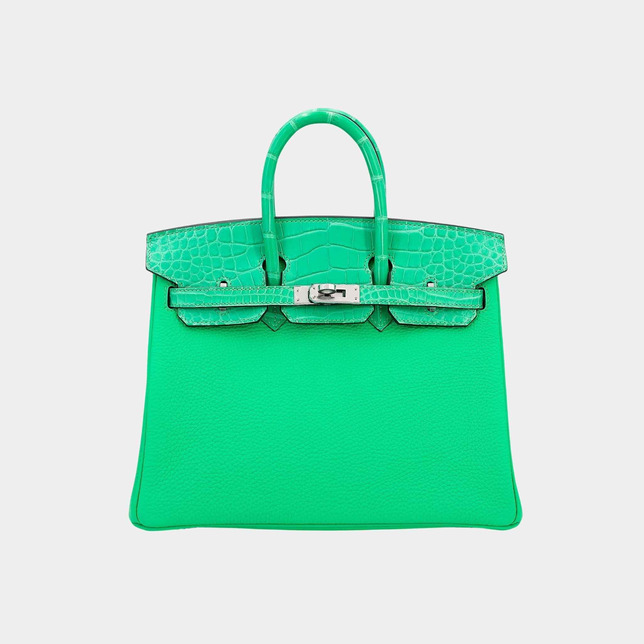 Birkin 25 Touch Togo-Matte Alligator Vert Comics PHW
