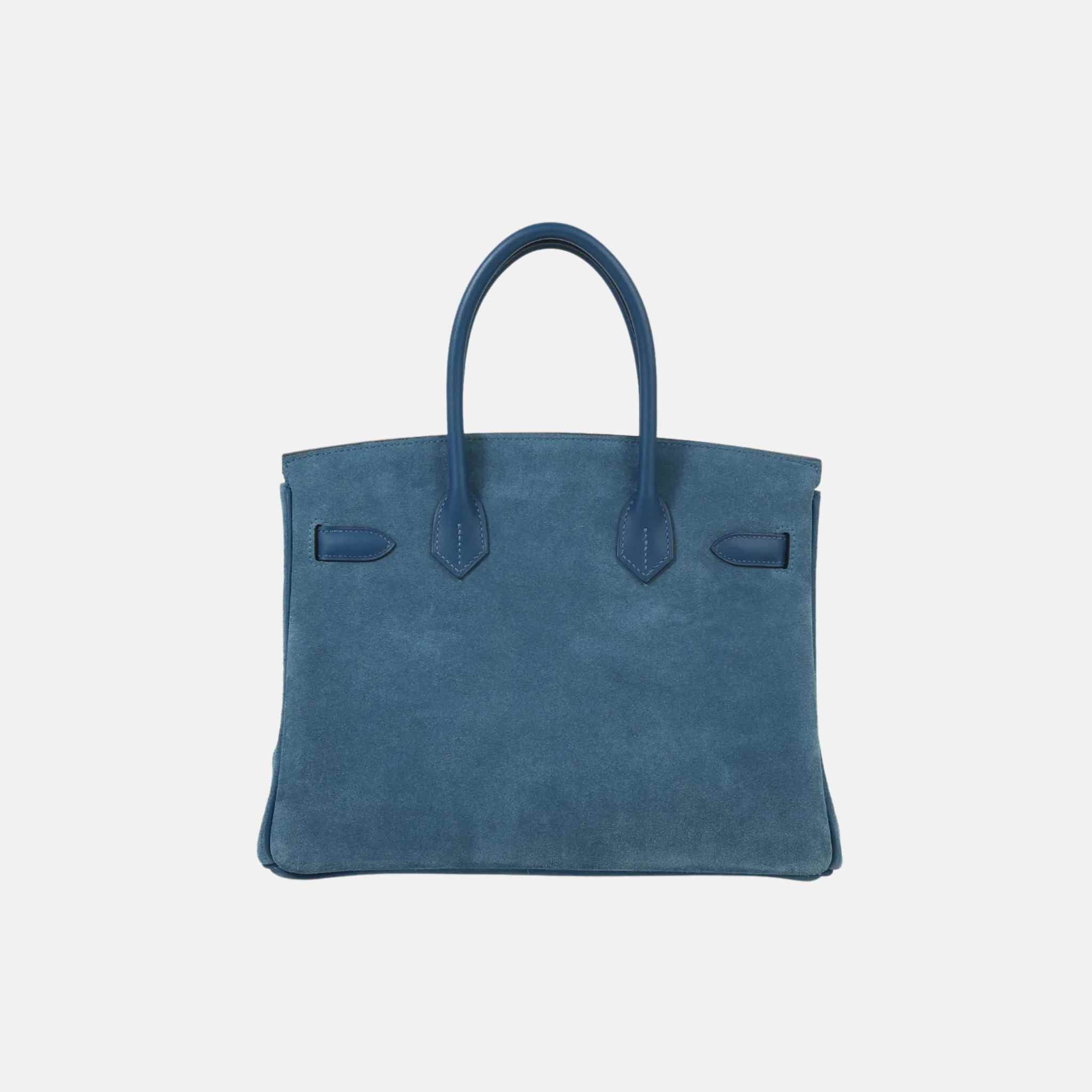 Birkin 30 Swift-Doblis Suede Blue Thalassa PHW