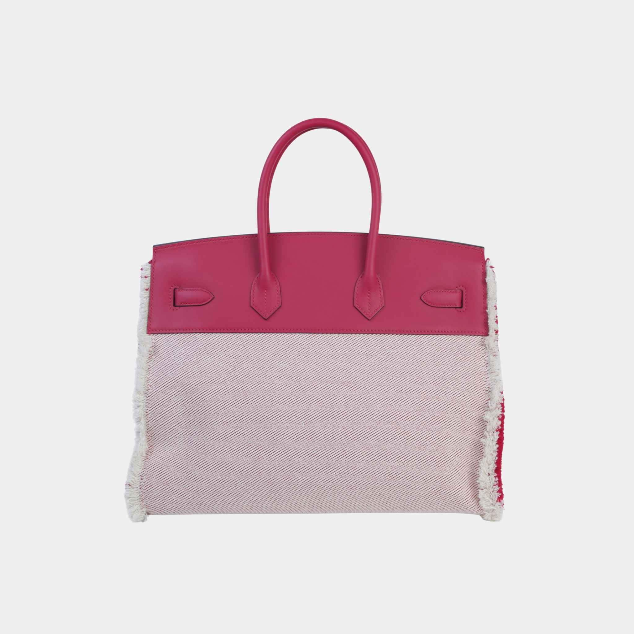 Birkin 35 Fray Fray Toile H Canvas-Swift Framboise PHW