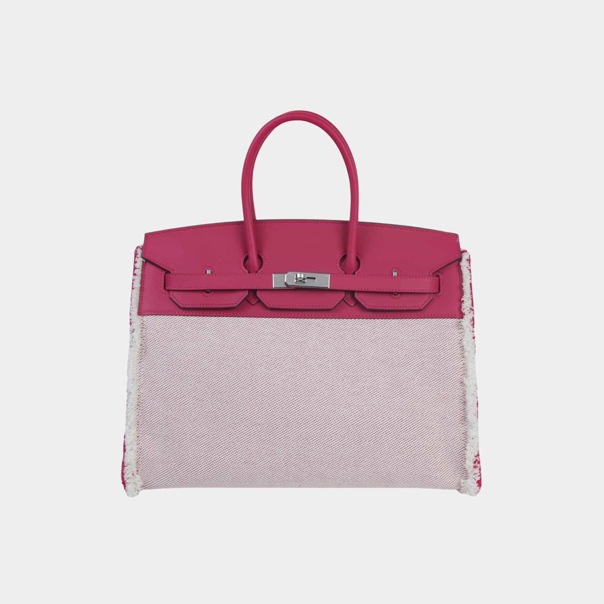 Birkin 35 Fray Fray Toile H Canvas-Swift Framboise PHW