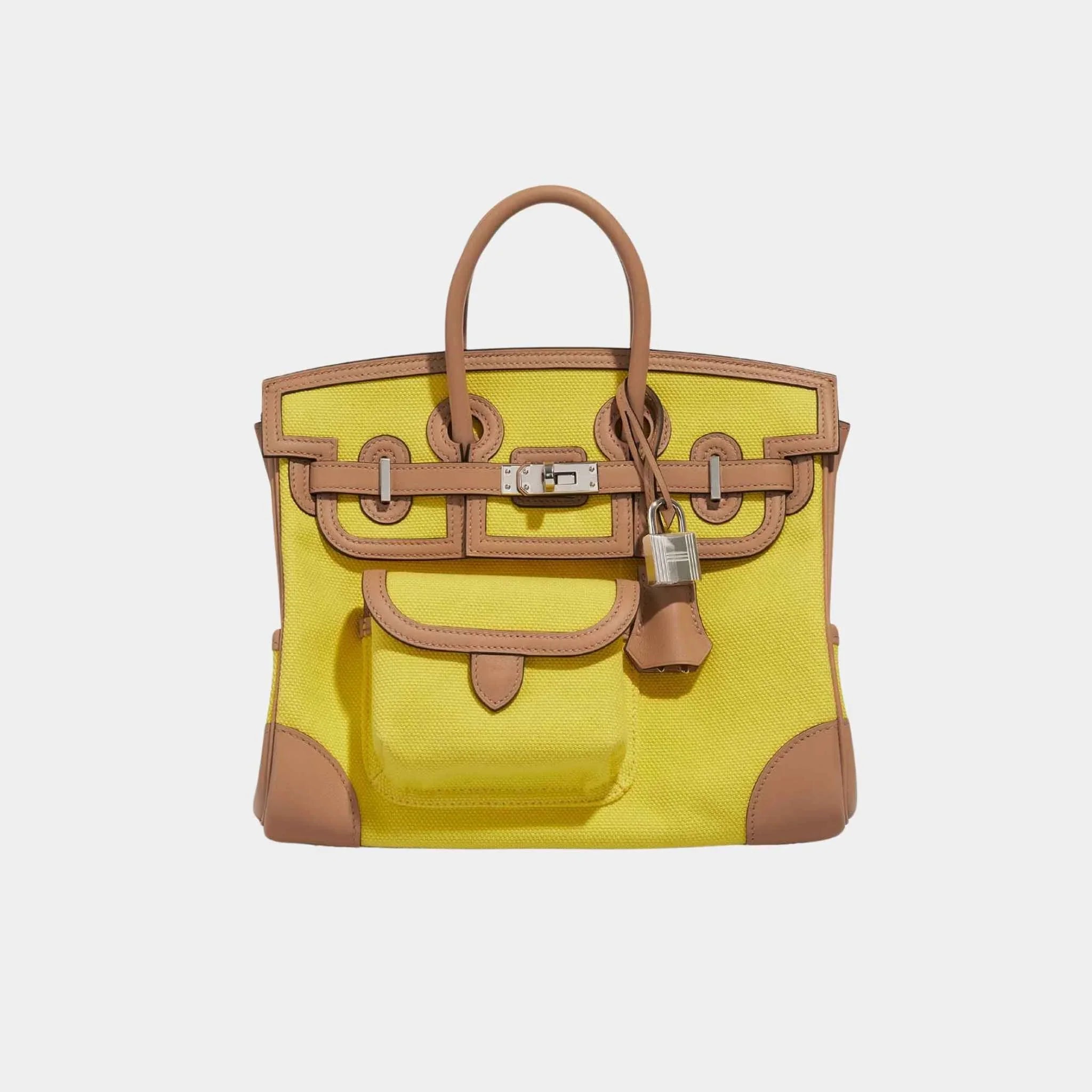 Birkin Cargo 25 Toile Swift Jaune Citron Chai
