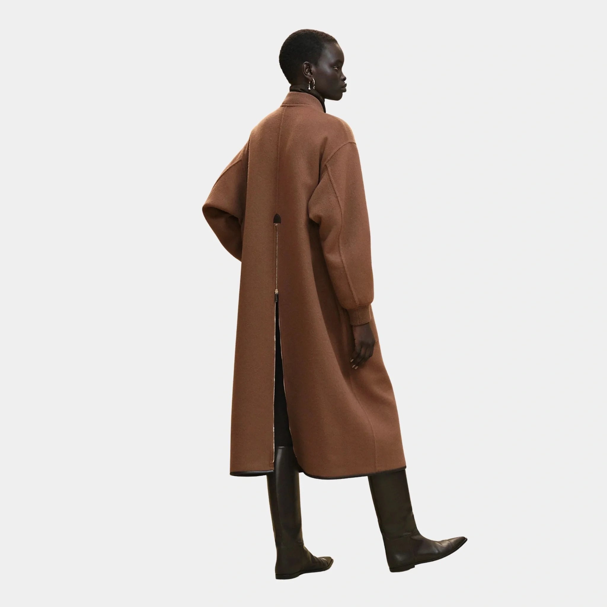 Bomber-inspired Coat in Double-sided Cashmere