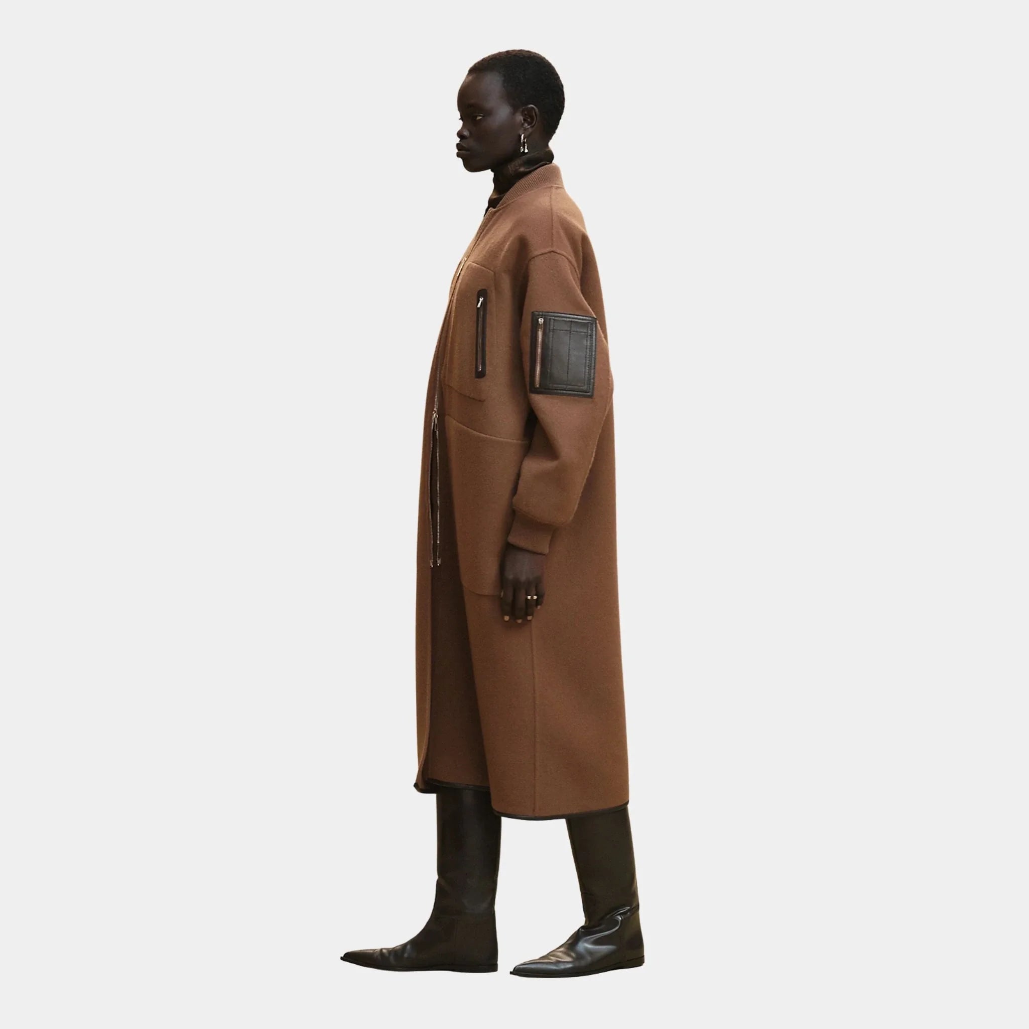 Bomber-inspired Coat in Double-sided Cashmere