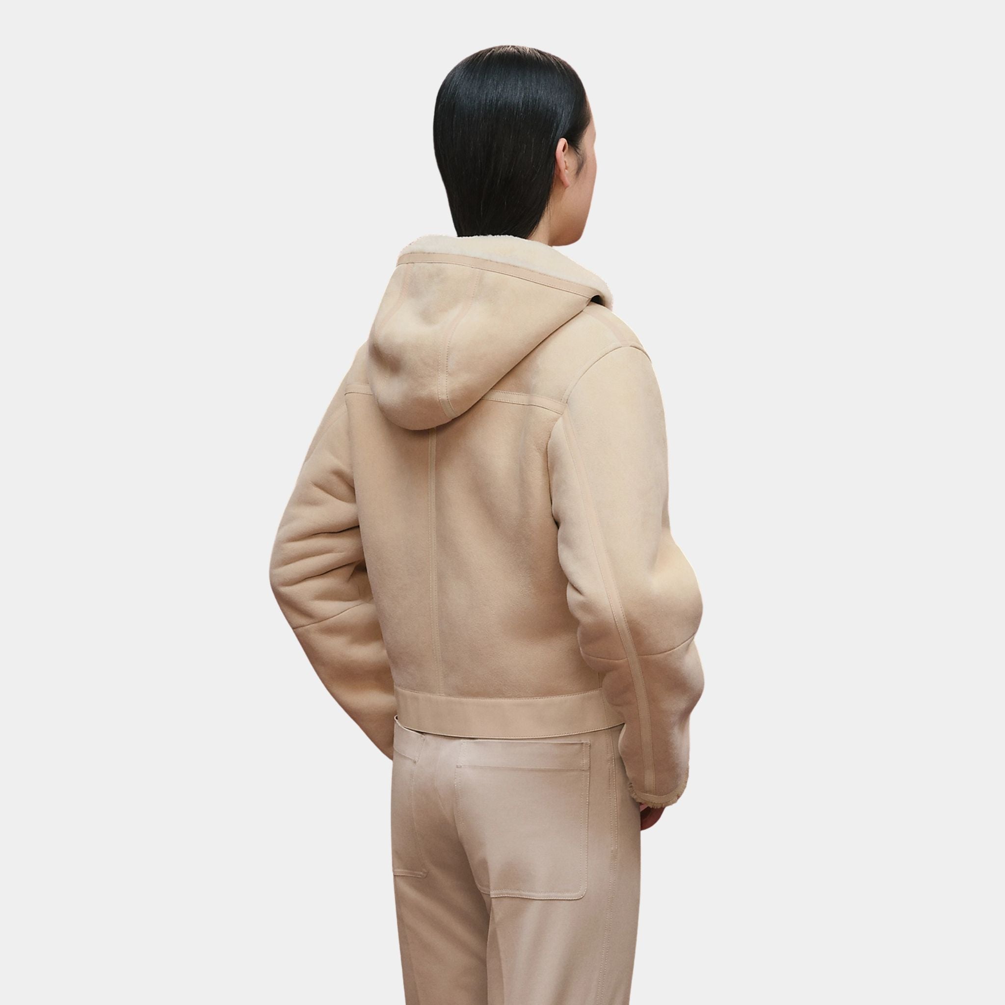 Bomber-inspired Jacket in Curly Sheepskin