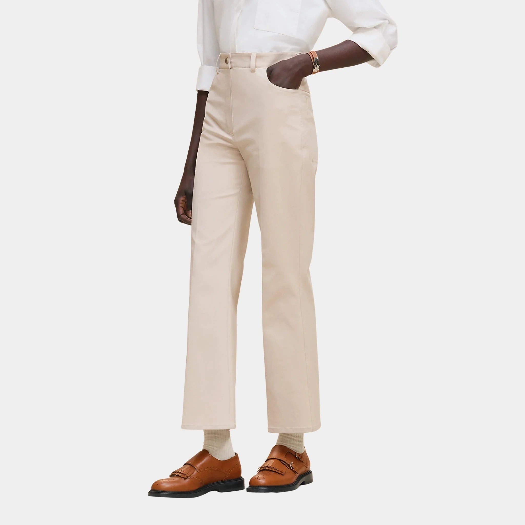 Bootcut Pants in Double Stretch Cotton Twill