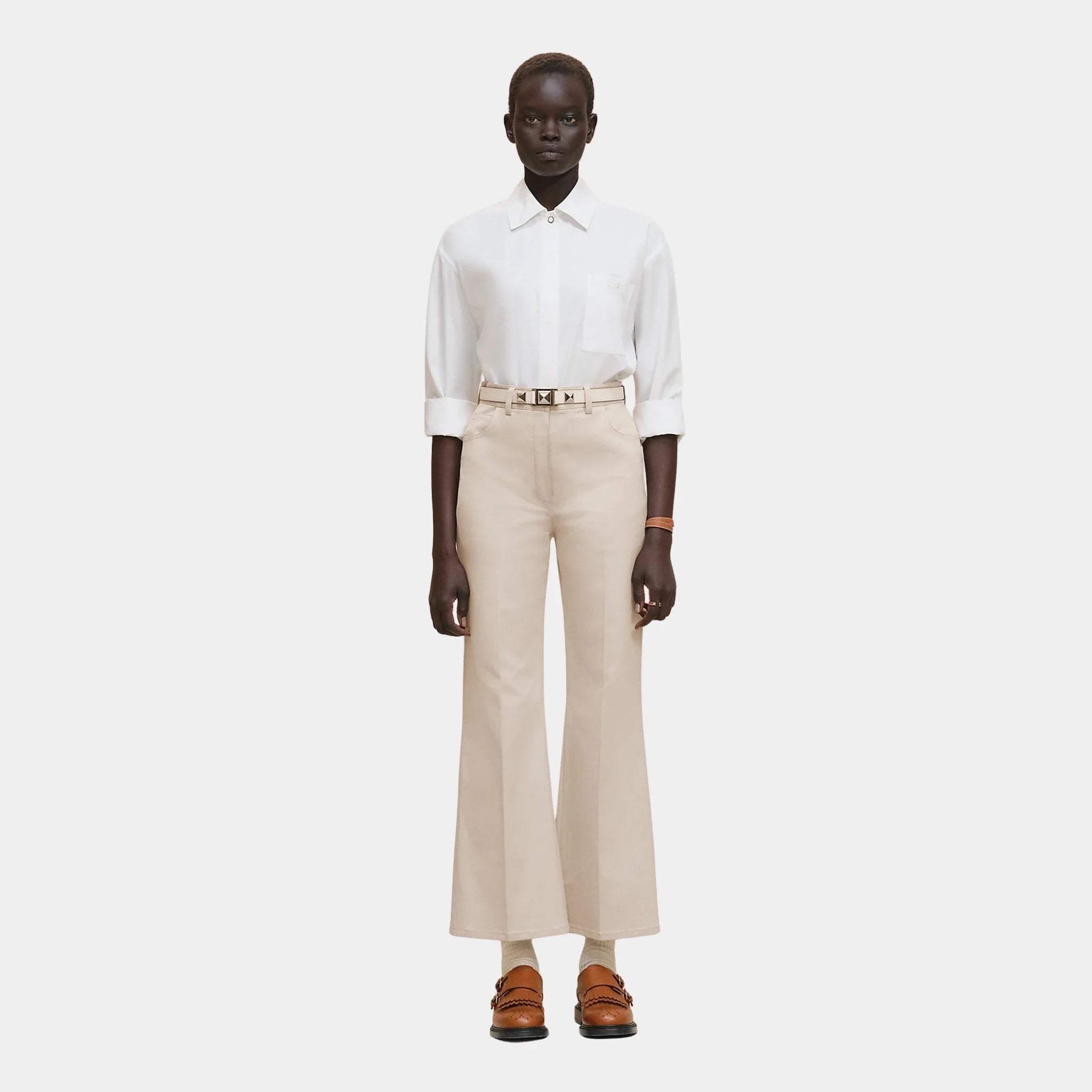 Bootcut Pants in Double Stretch Cotton Twill