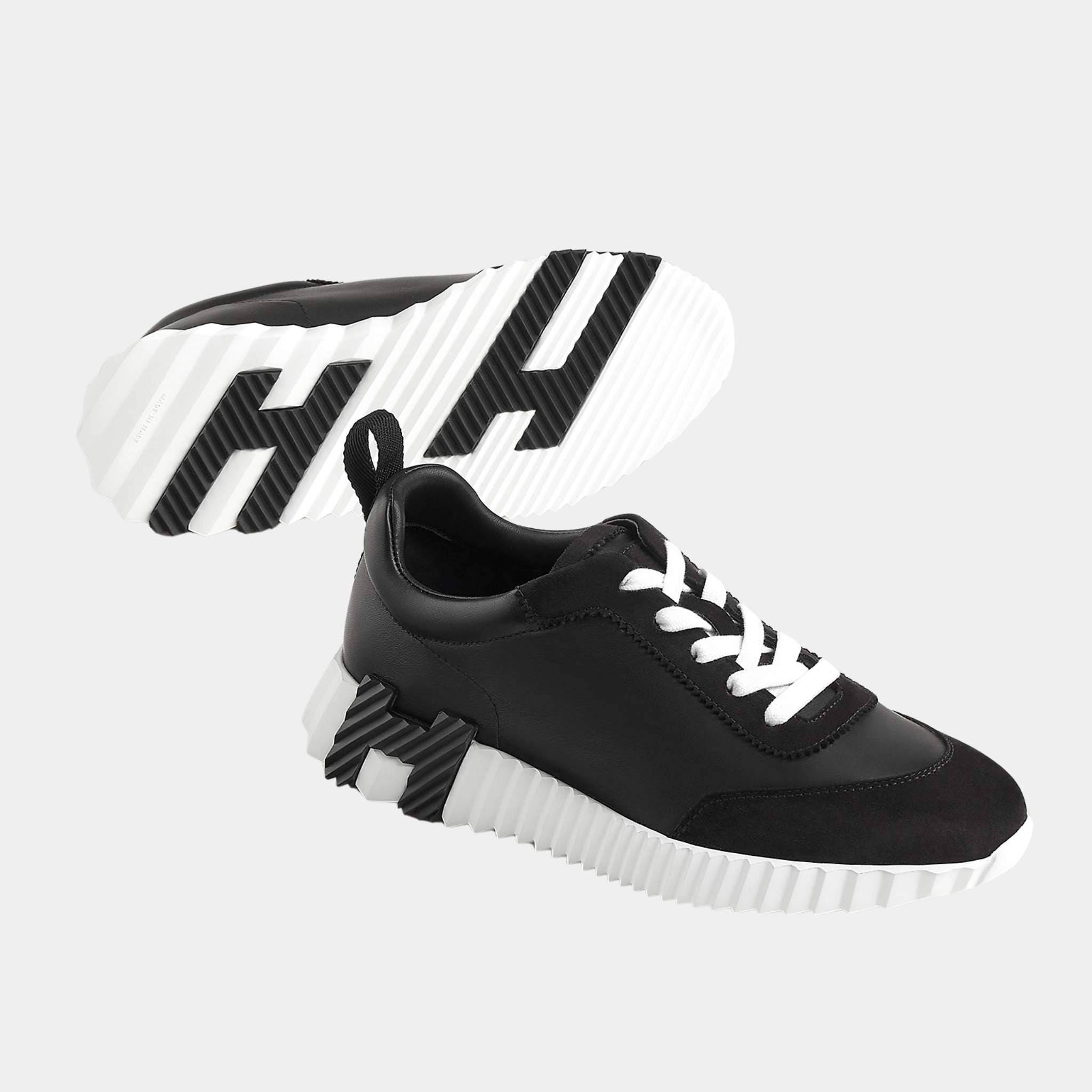 Hermes Bouncing Sneaker Calfskin and Suede Women, Noir, Front