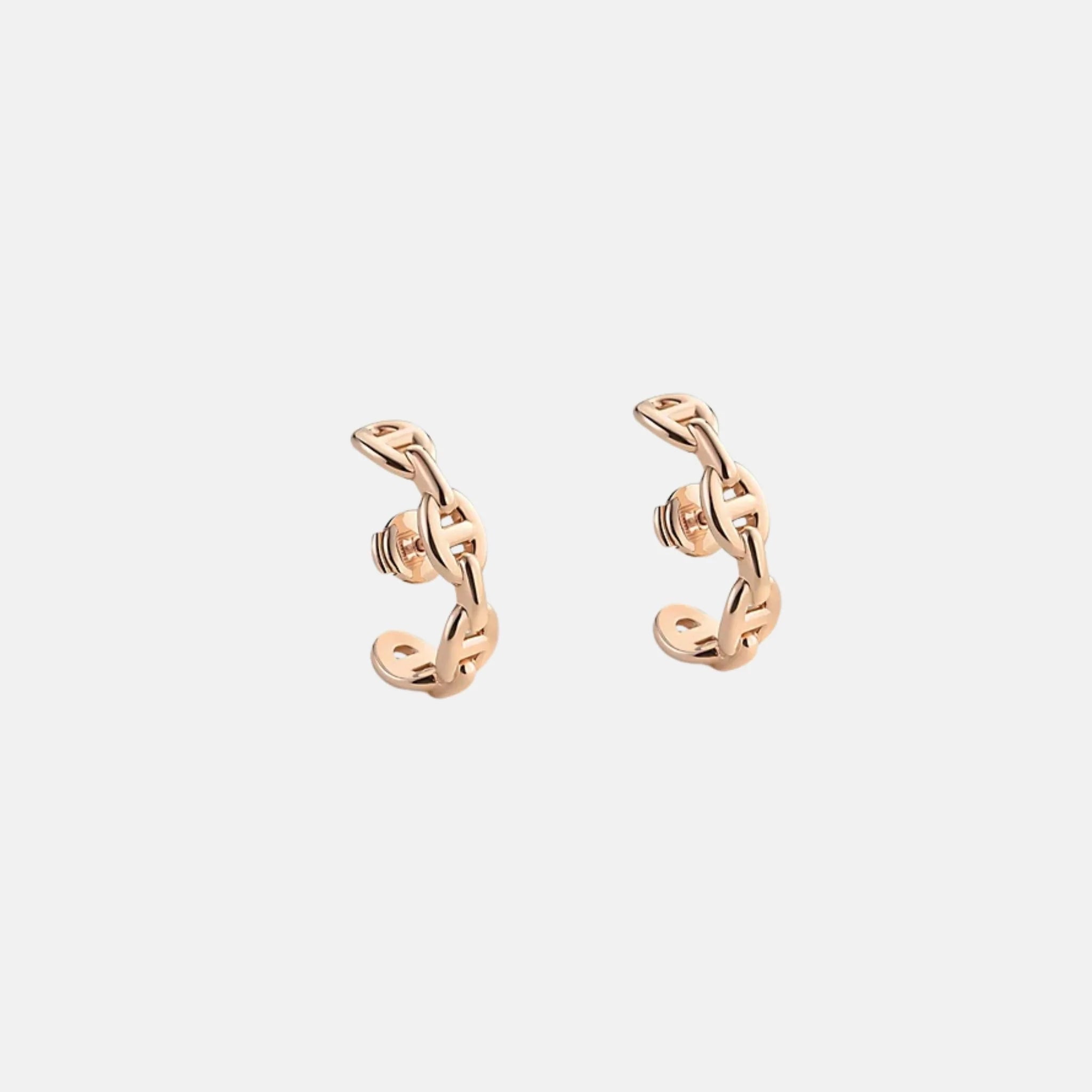 Chained Anchor Chain Earrings Rose Gold