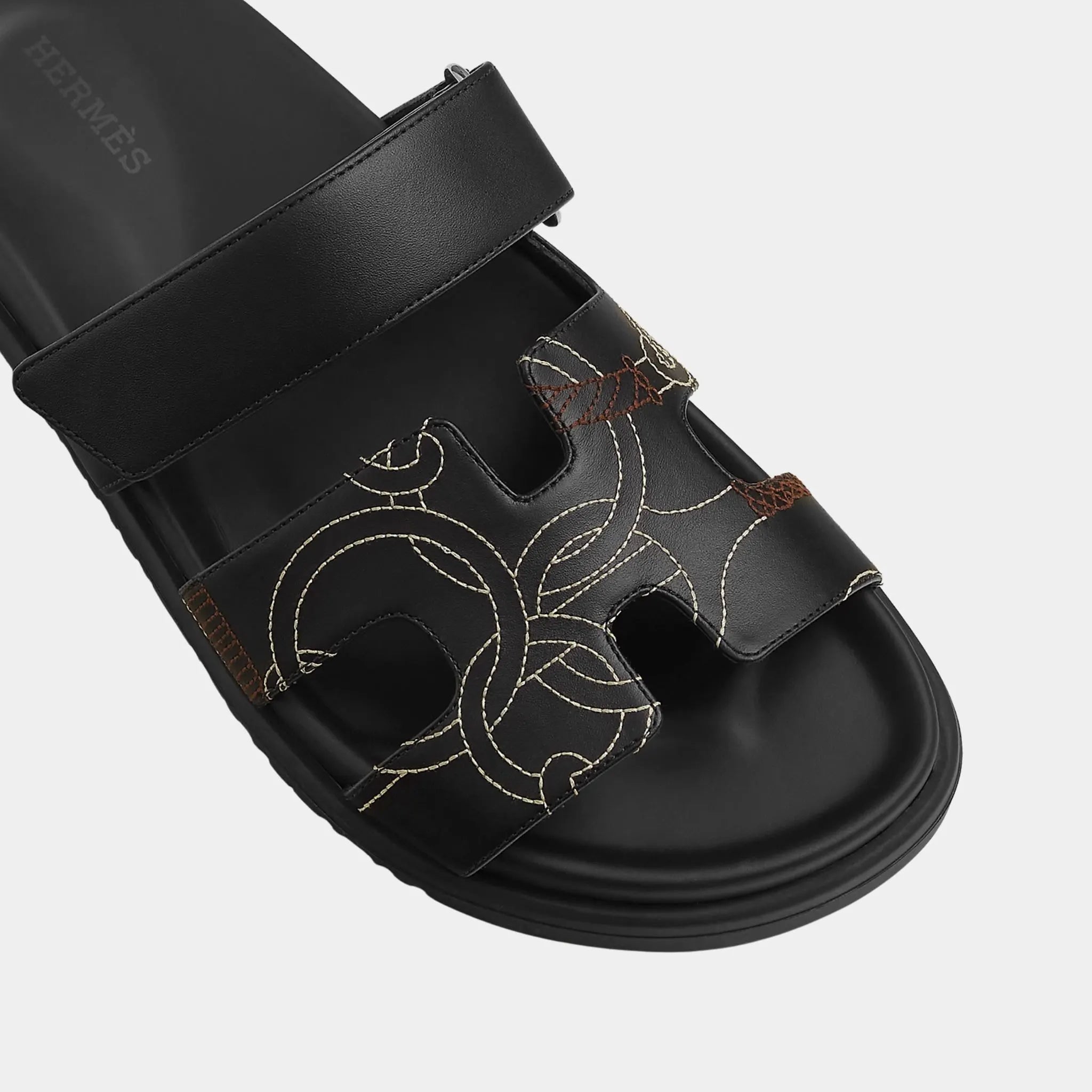 Chypre Sandal in Panoplie Equestre Embroidered Calfskin