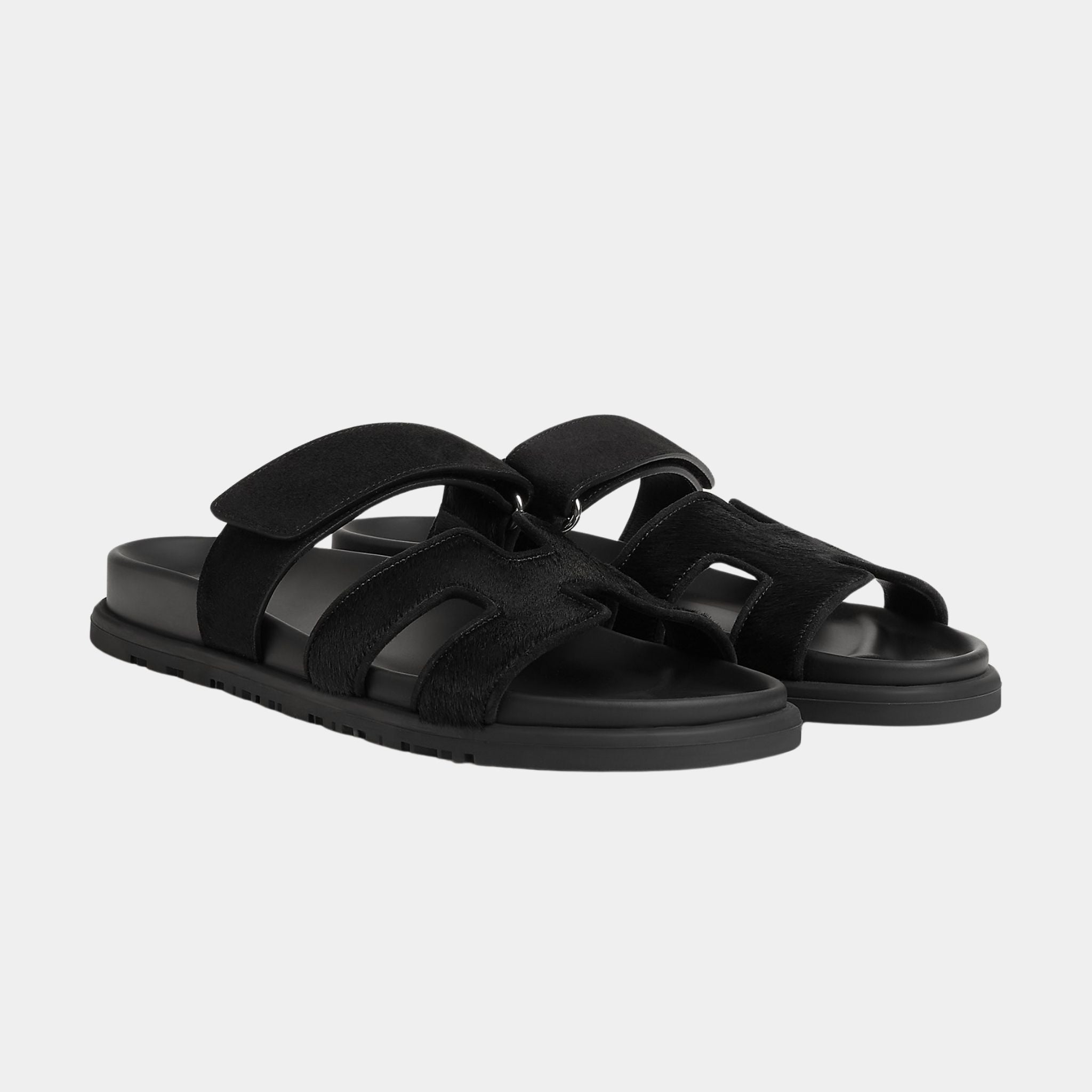 Chypre Sandals Black Calfskin Suede