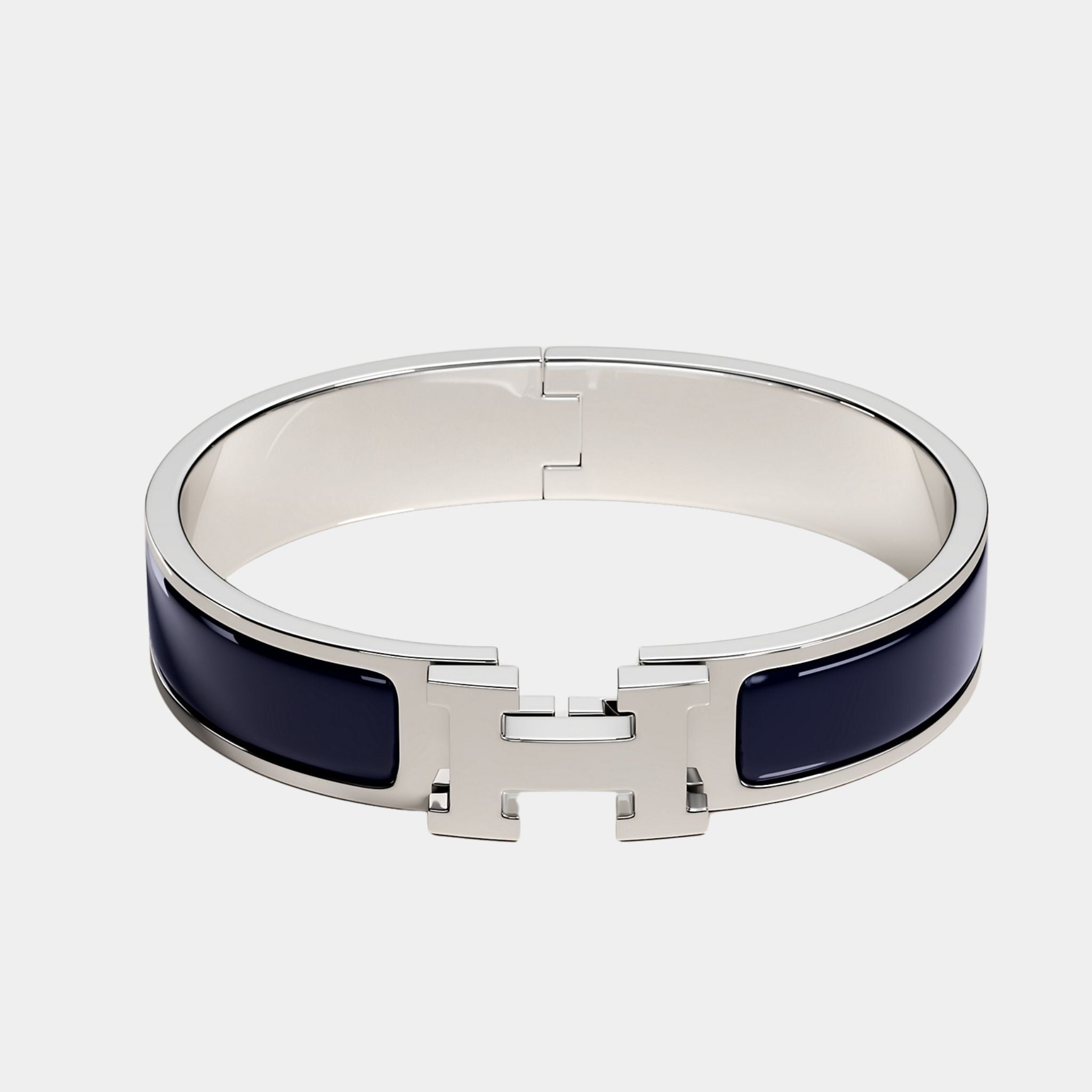 Hermes Clic H Bracelet Palladium Plated, Bleu Abysse