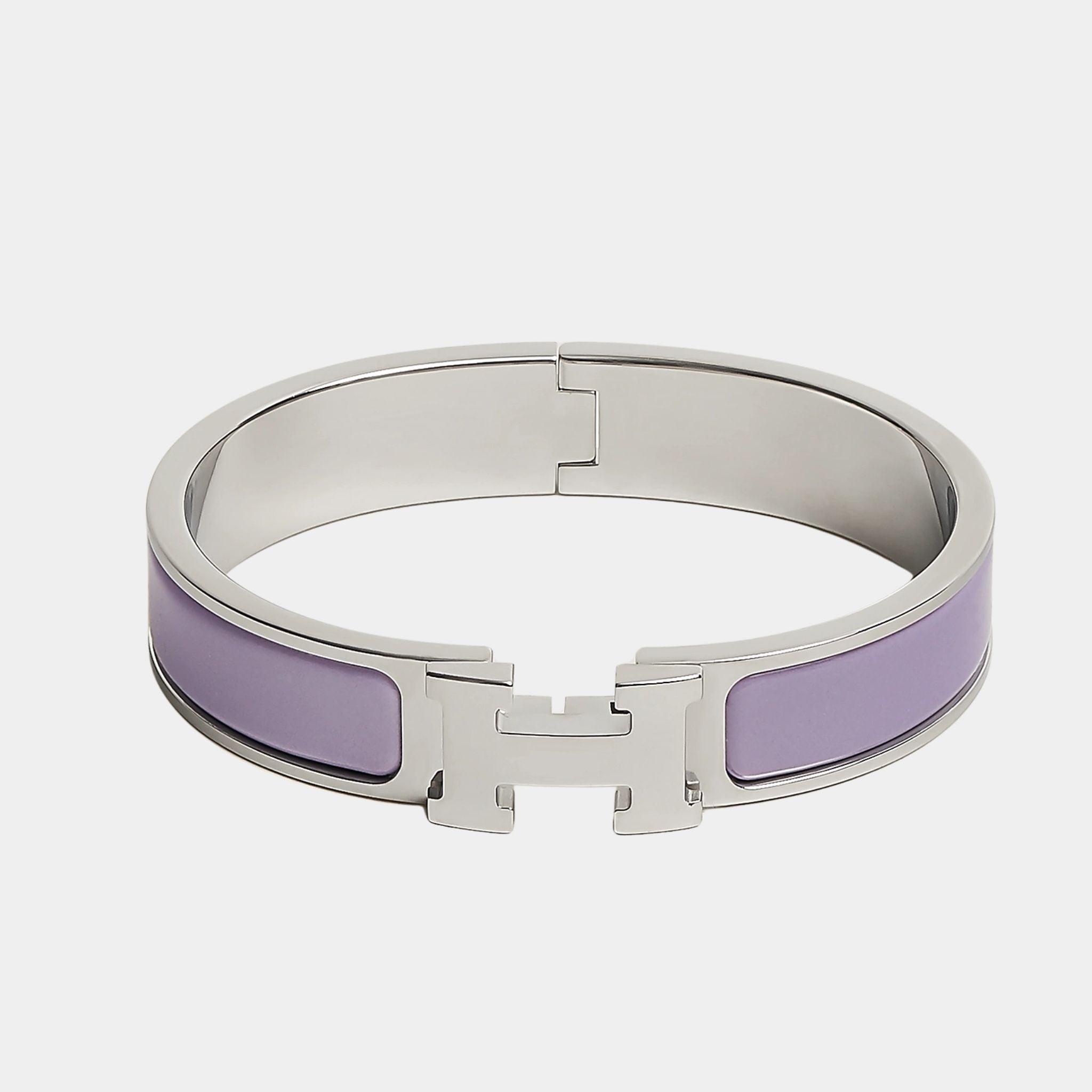 Hermes Clic H Bracelet Palladium Plated, Lilas