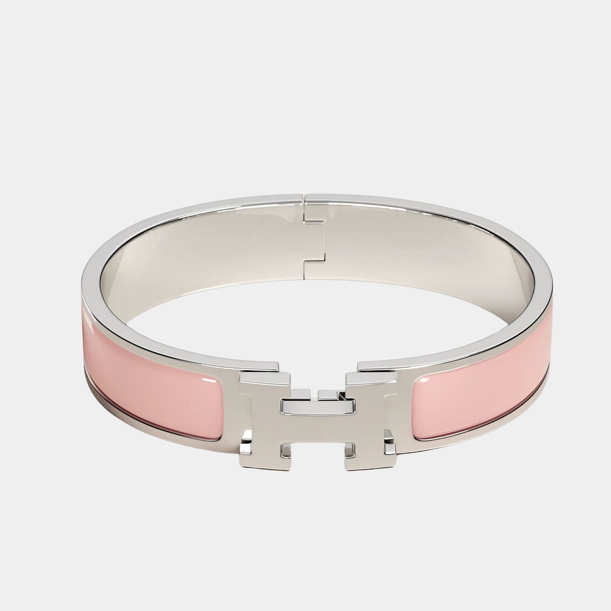 Hermes Clic H Bracelet Palladium Plated, Rose Candeur