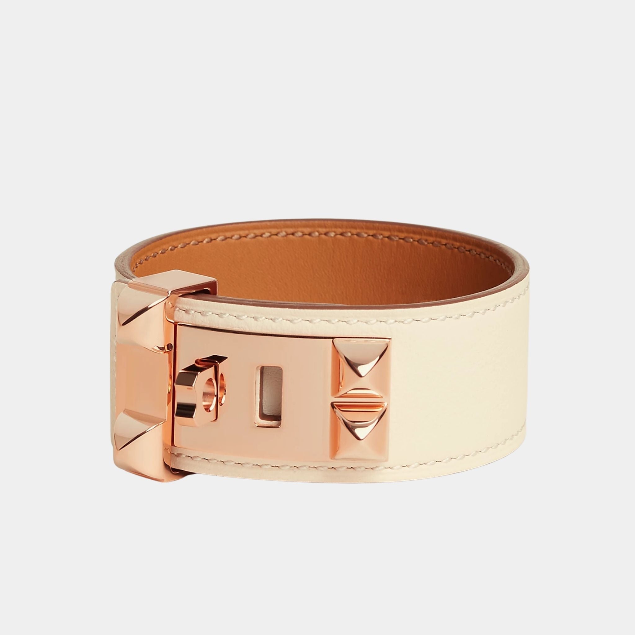 Hermes Collier de Chien 24 Bracelet Swift Calfskin Rose Gold Plated, Nata